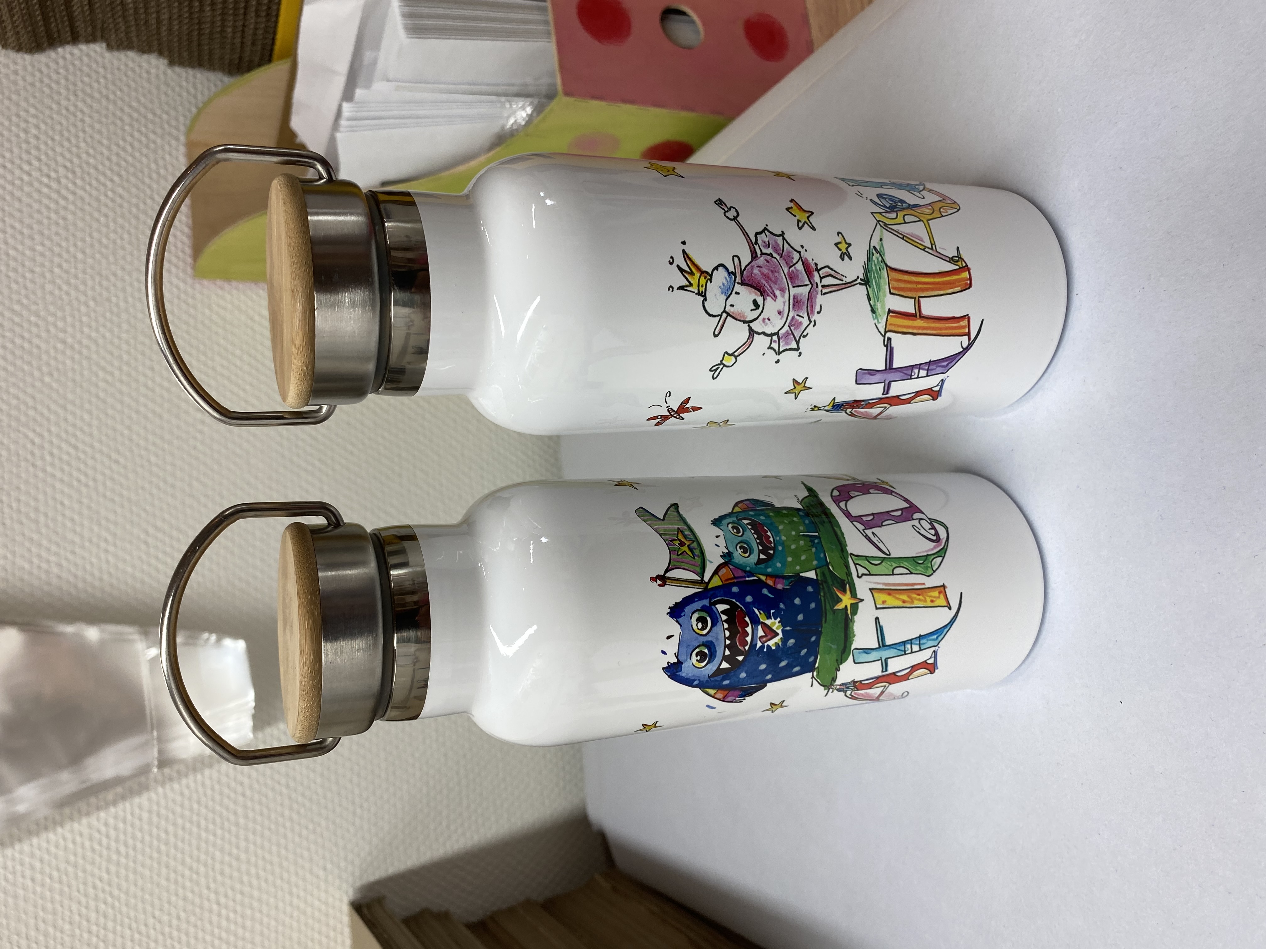 Bambus Trinkflasche Monster, Thermotrinkflasche