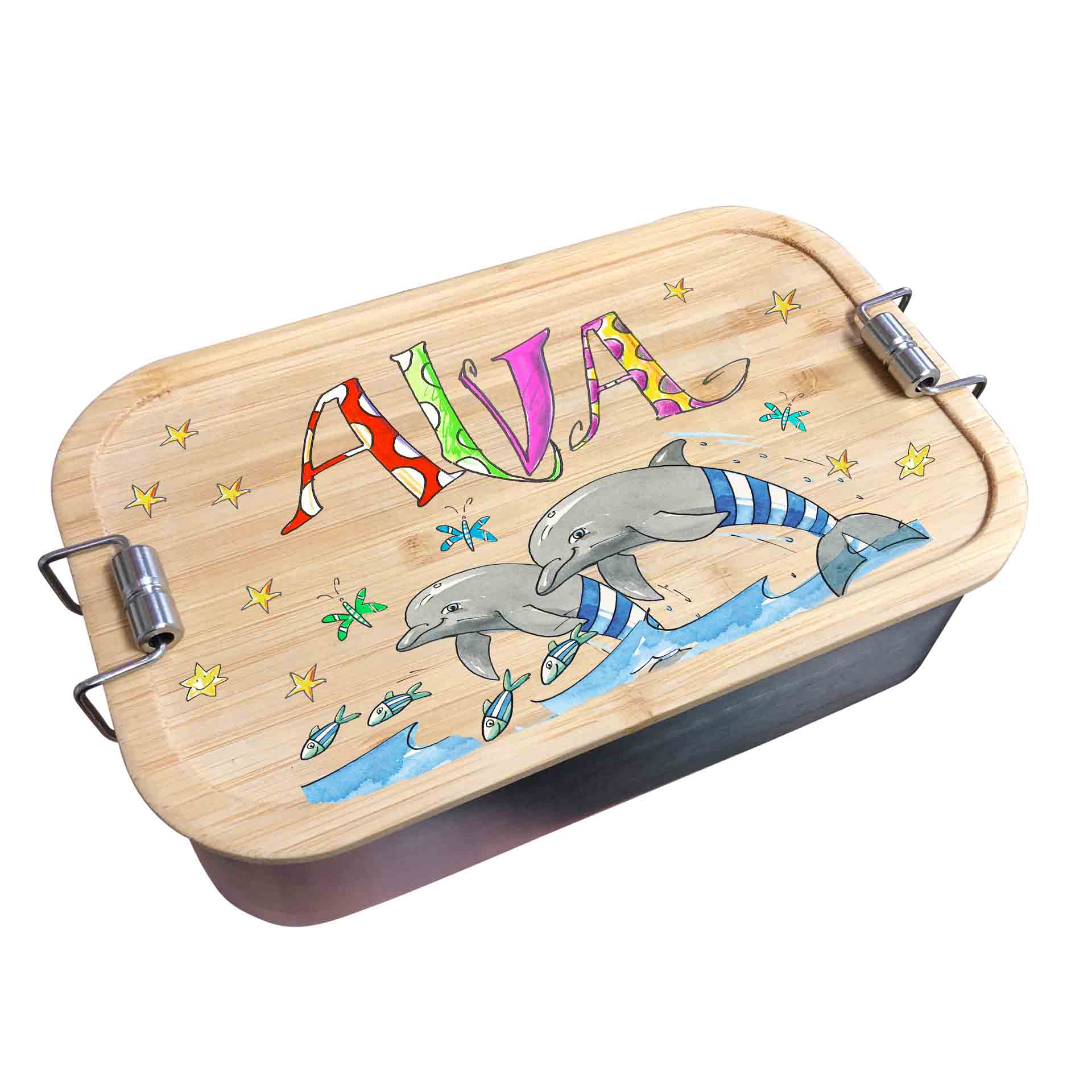 Bambus Brotdose - Delfine