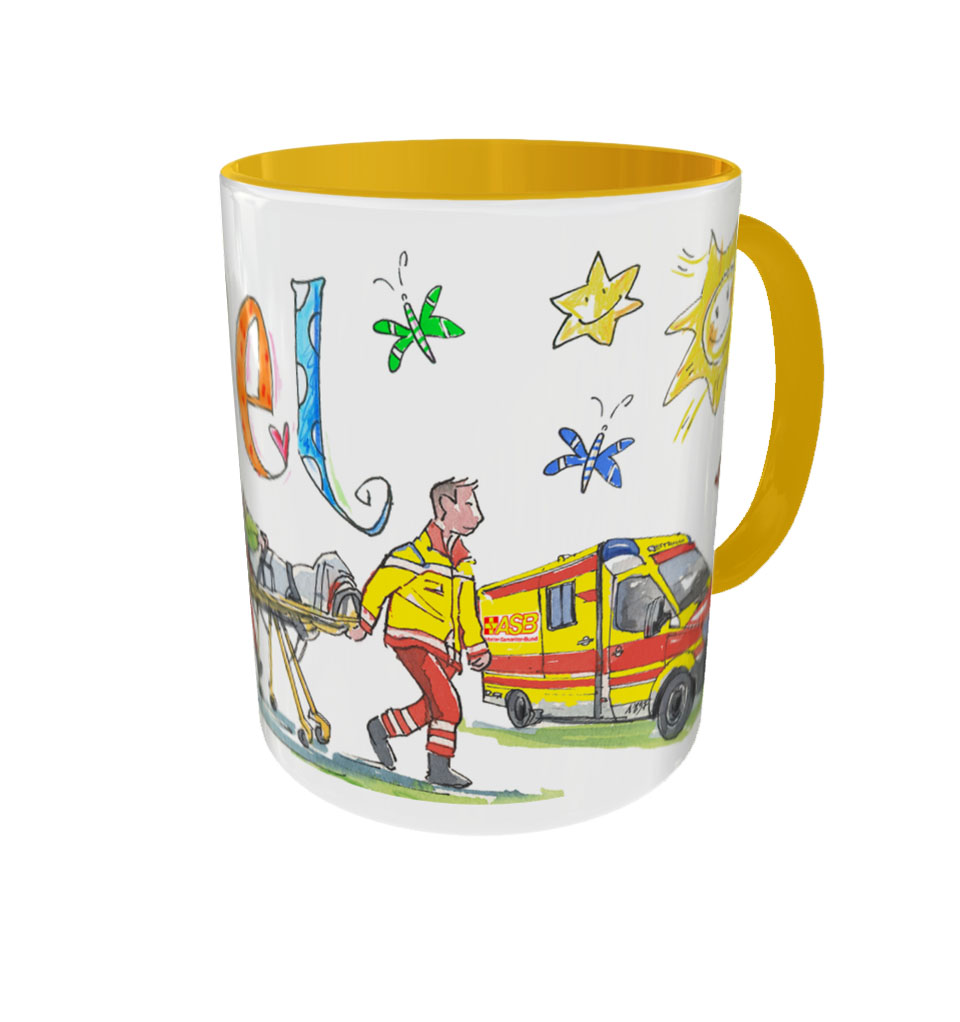Tasse ASB Rettungsdienst, Keramik, Tasse mit Namen, RosiRosinchen