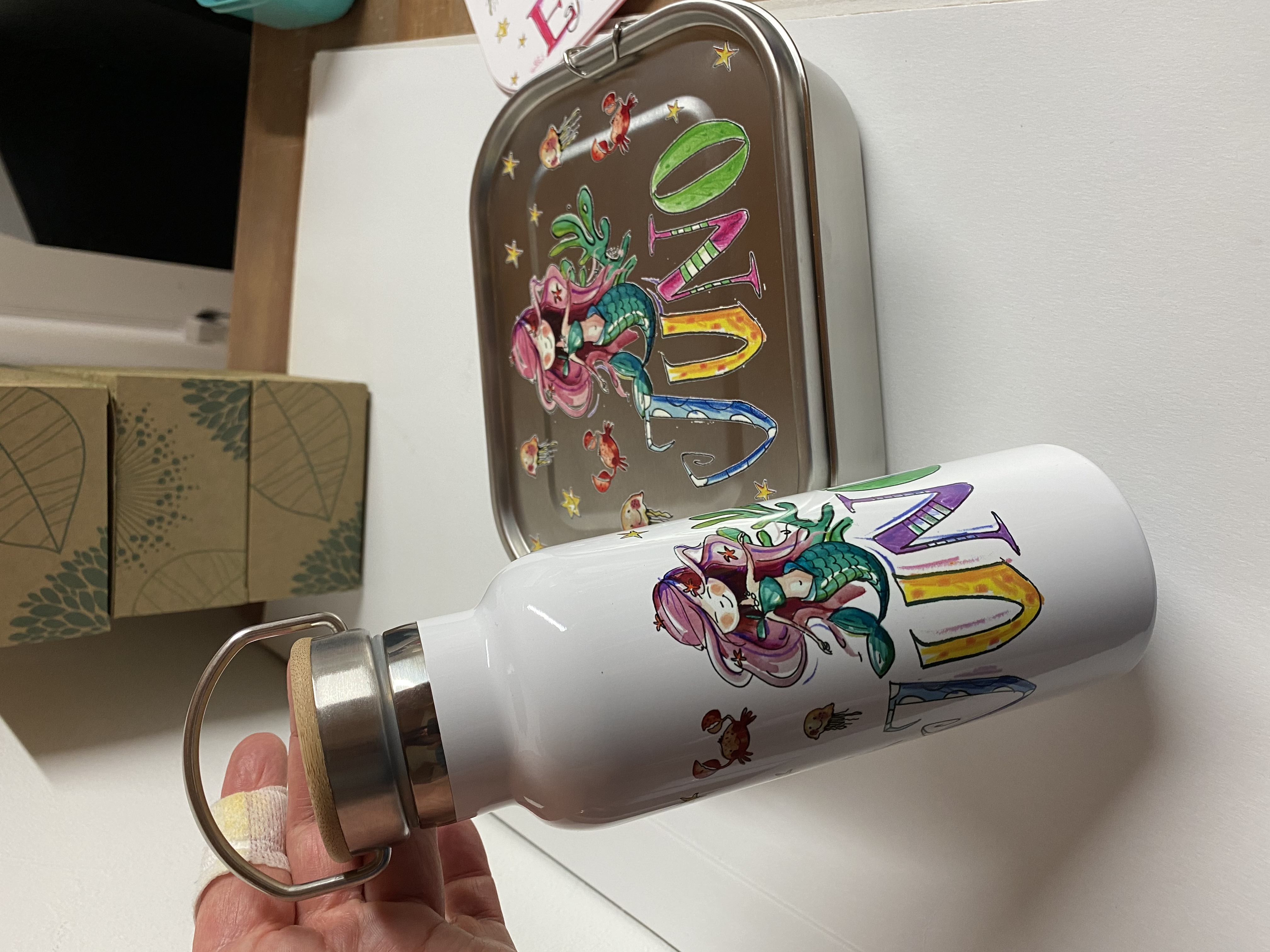 Bambus Trinkflasche Meerjungfrau, Thermotrinkflasche