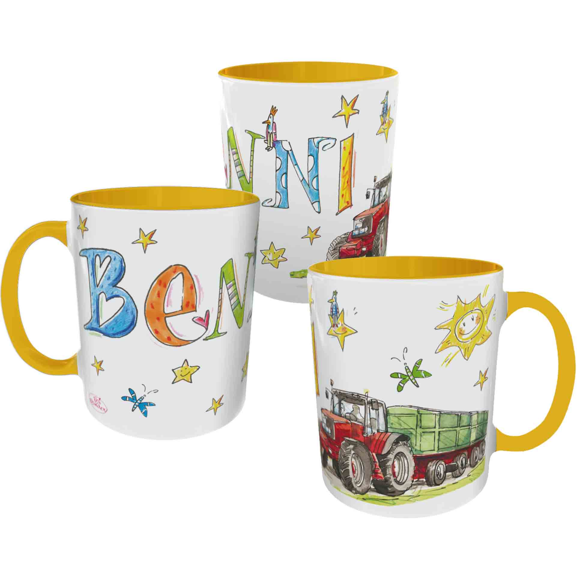 Tasse Trecker mit Anhänger2 Gelb