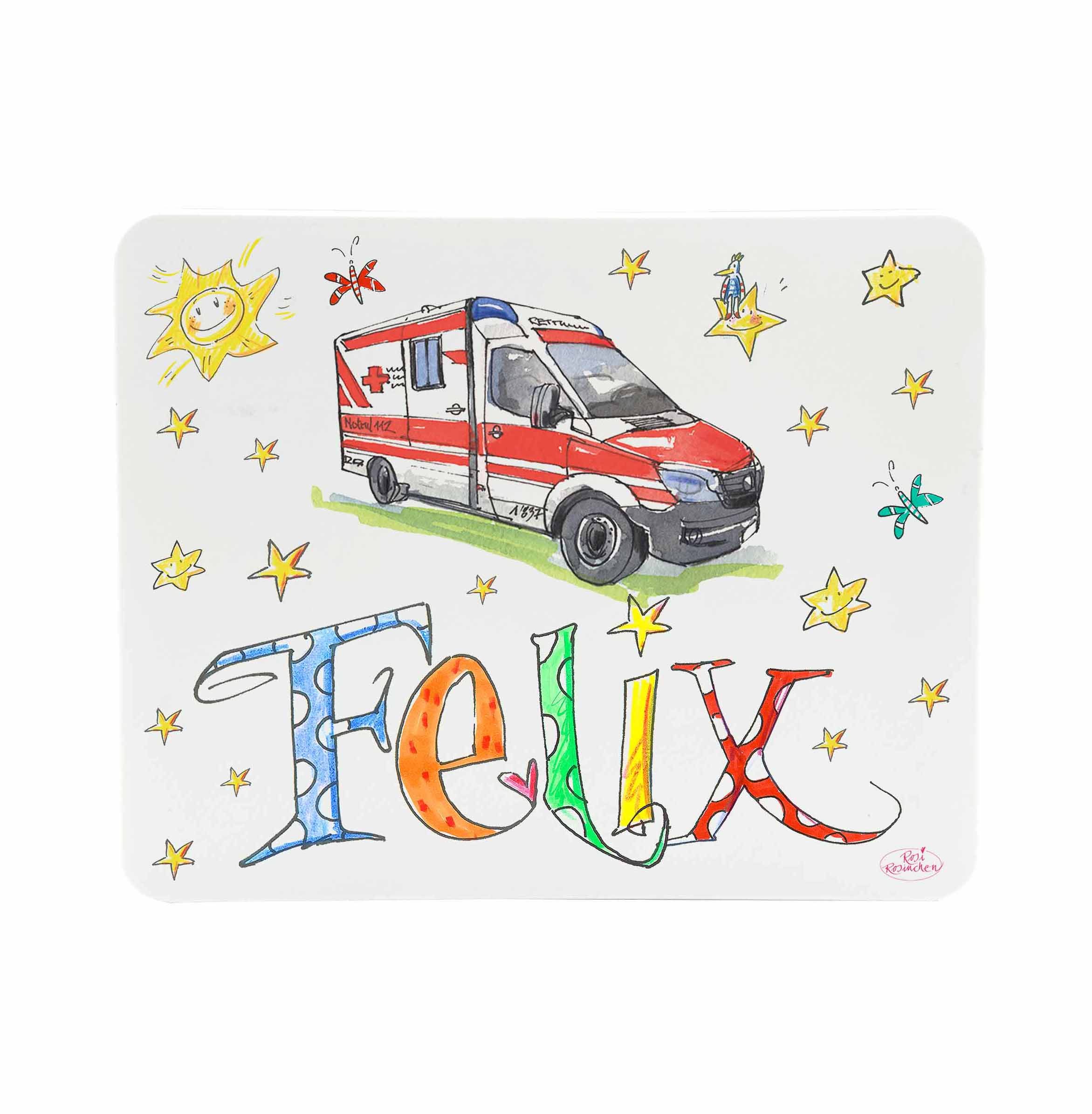 Frühstücksbrettchen Rettungswagen