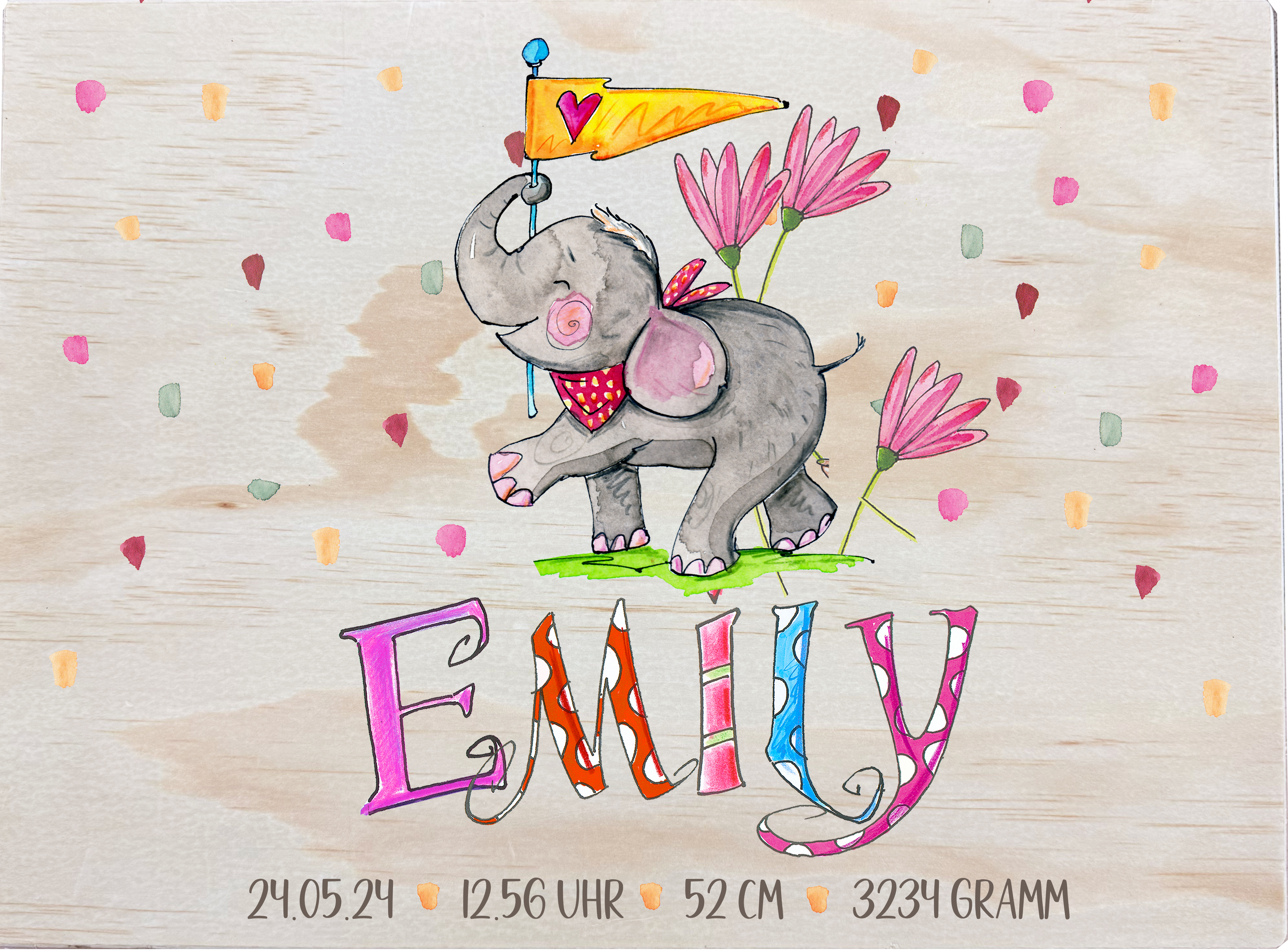 Erinnerungsbox Holz, Geschenk zur Geburt