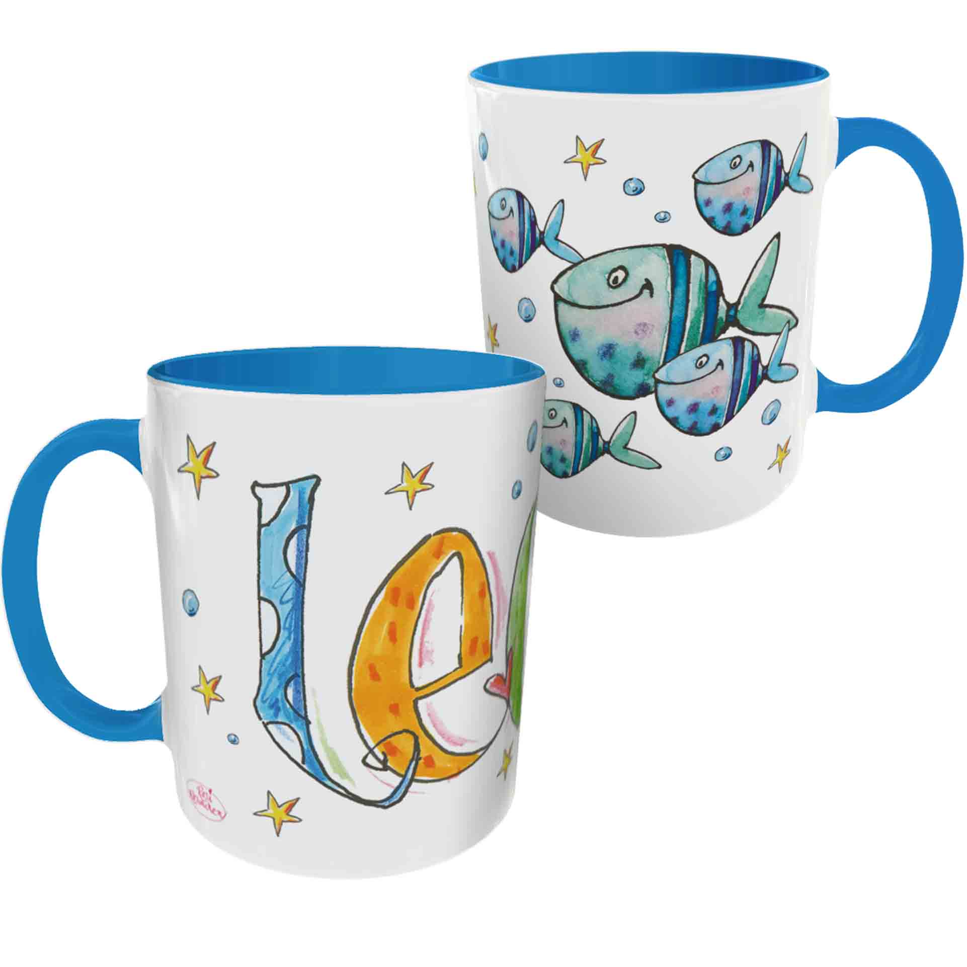 Tasse Fische, Keramik , Tasse mit Namen, RosiRosinchen