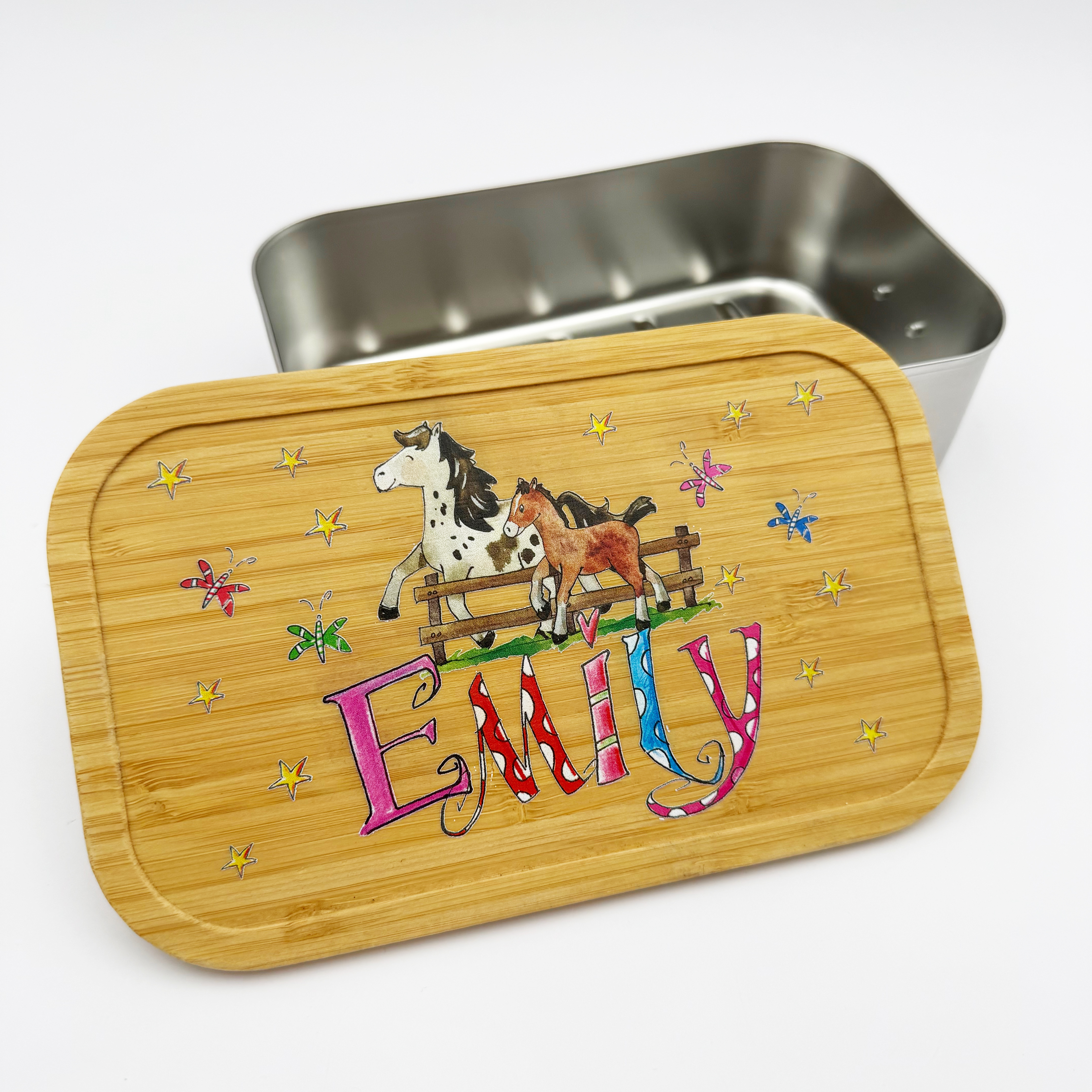 Brotdose Bambus - Pferde