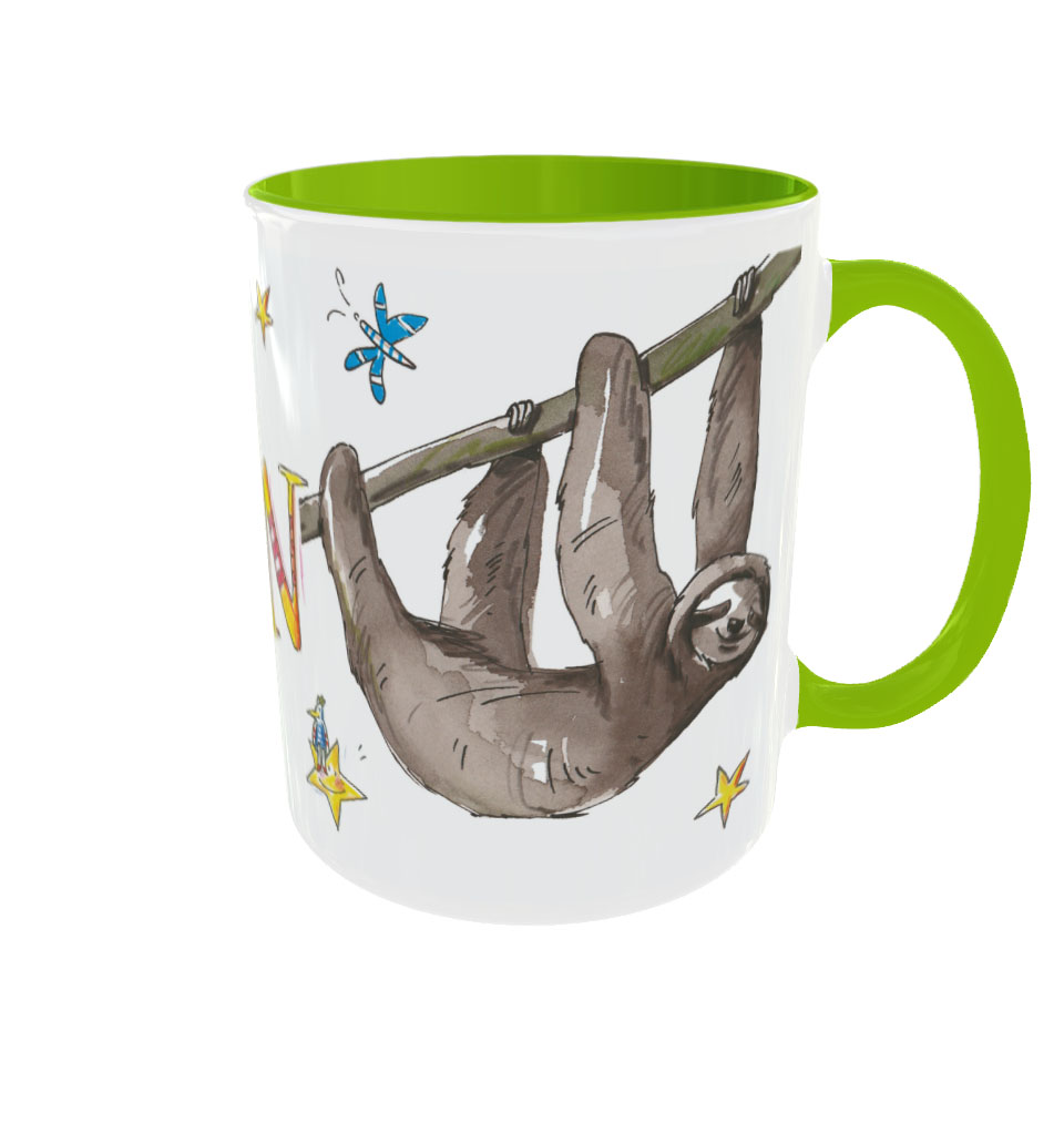 Tasse Faultier, Keramik, Tasse mit Namen, RosiRosinchen