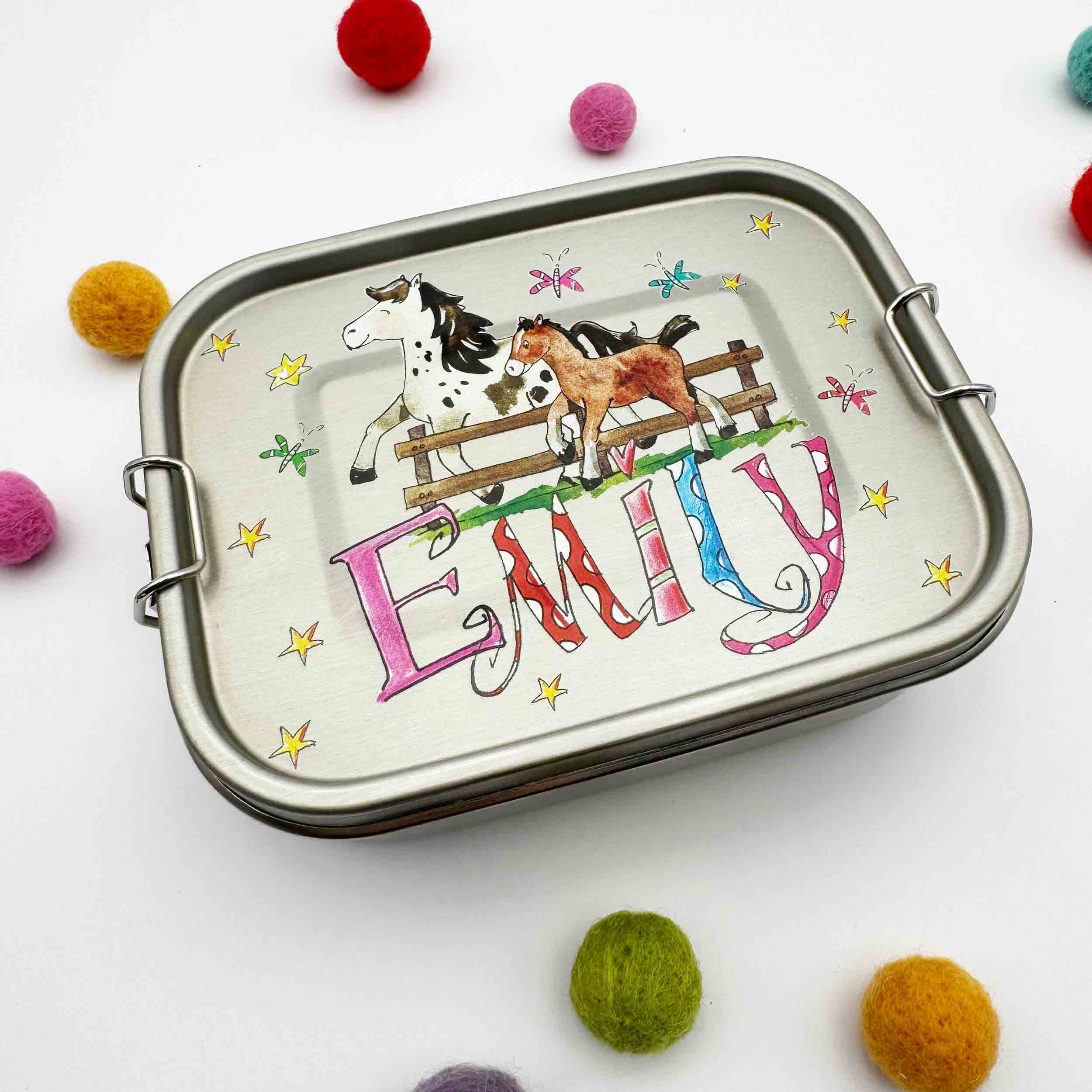 Brotdose Edelstahl Pferde