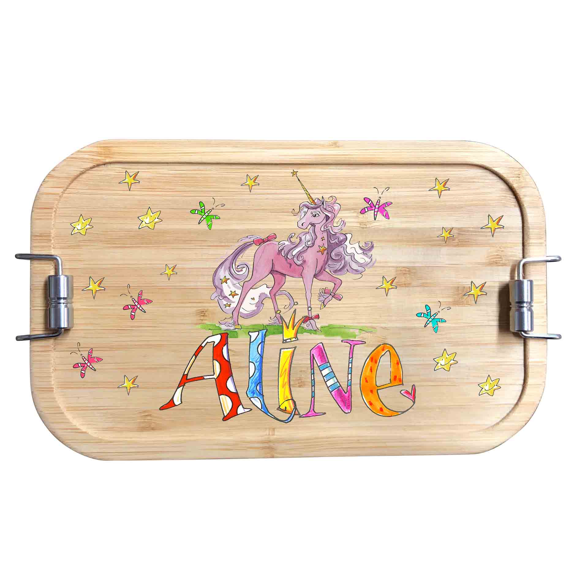 Bambus Brotdose - Einhorn rosa