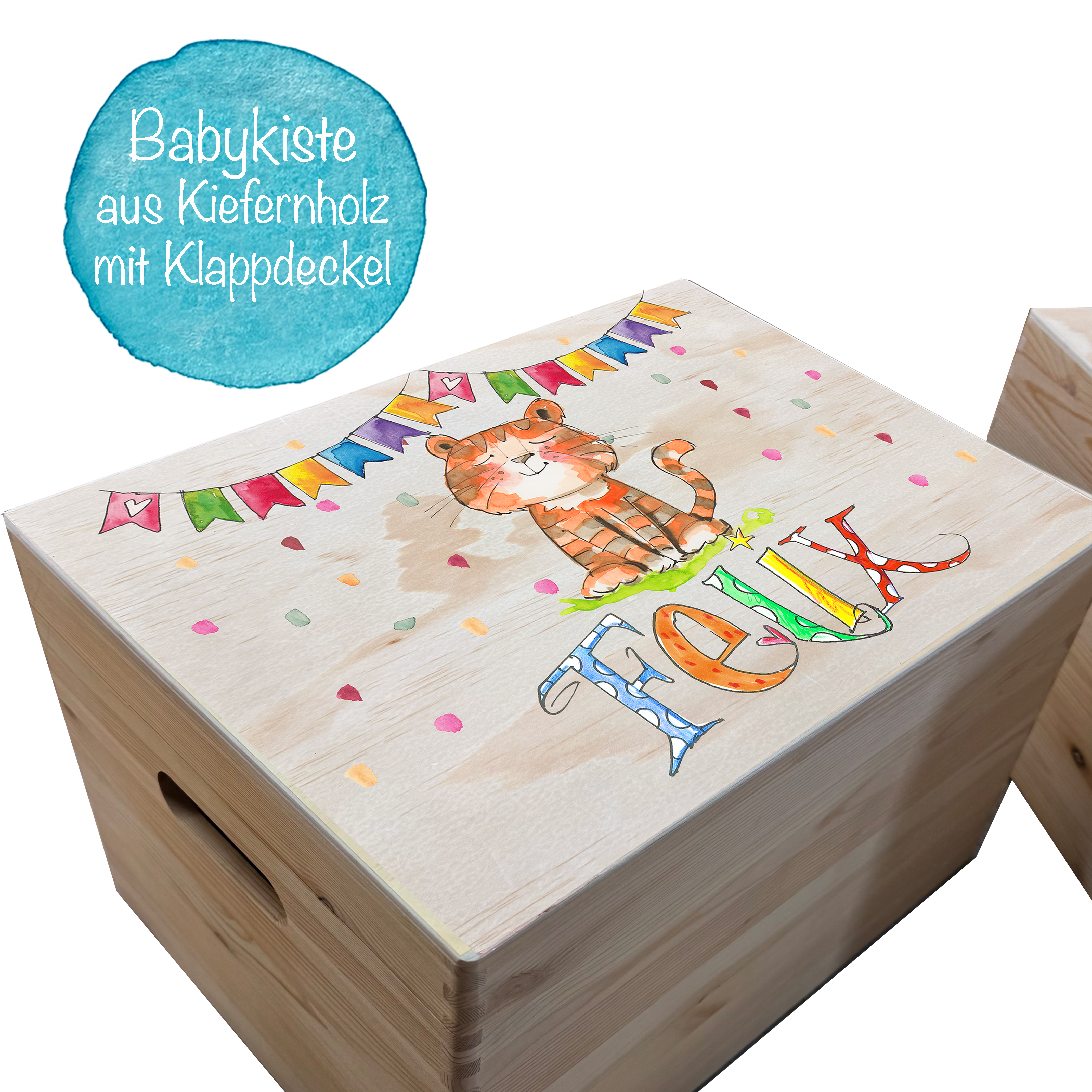 Erinnerungsbox Holz, Geschenk zur Geburt