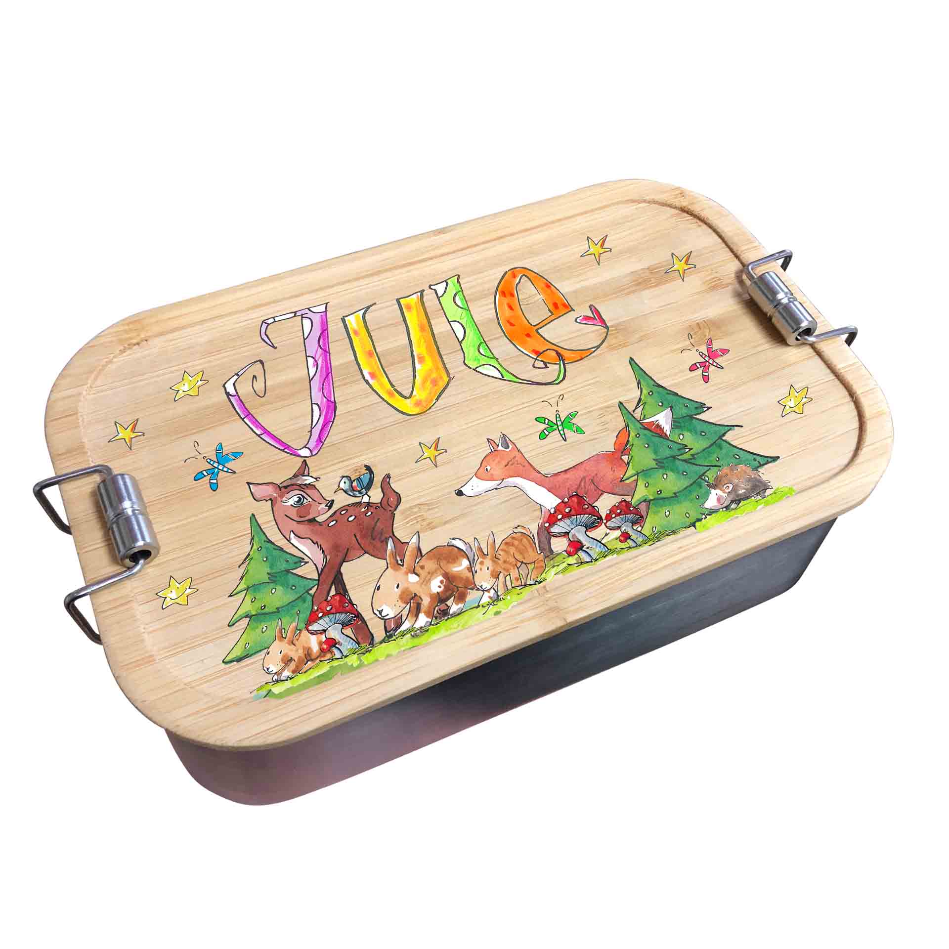 Brotdose Edelstahl Wald, Brotdose Waldtiere