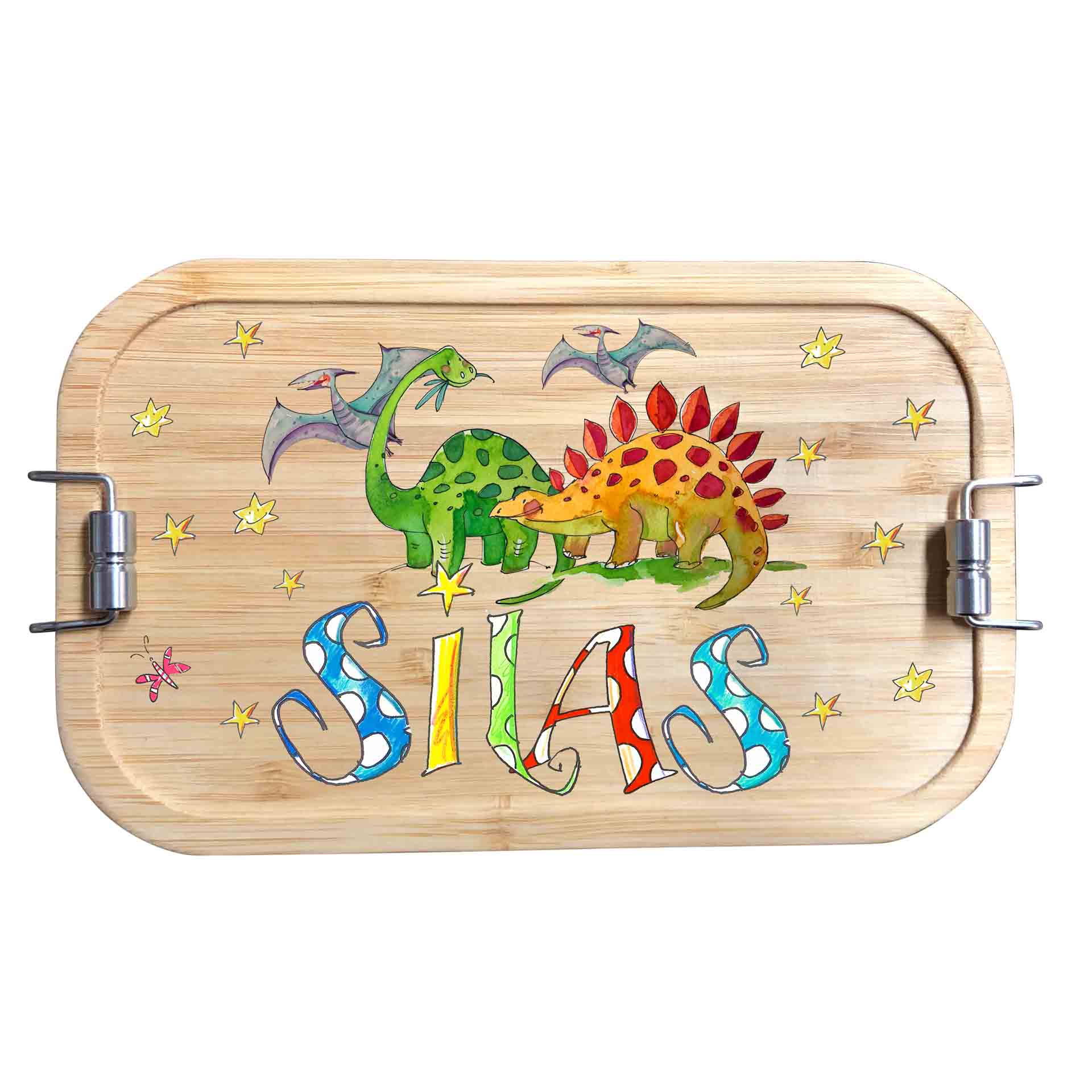 Bambus Brotdose - Dino 1, Stegosaurus Brontosaurus