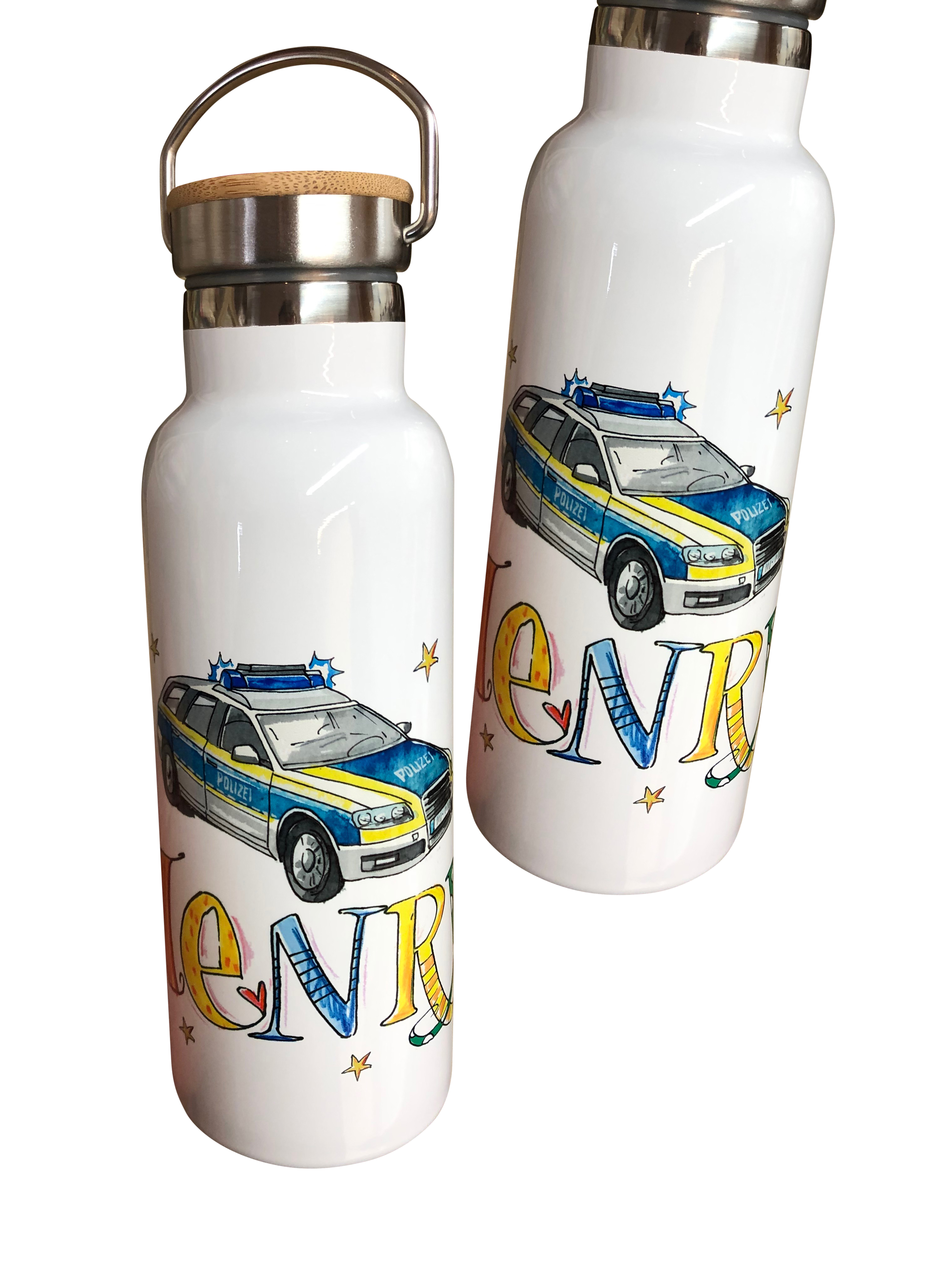 Bambus Trinkflasche Polizei, Thermotrinkflasche