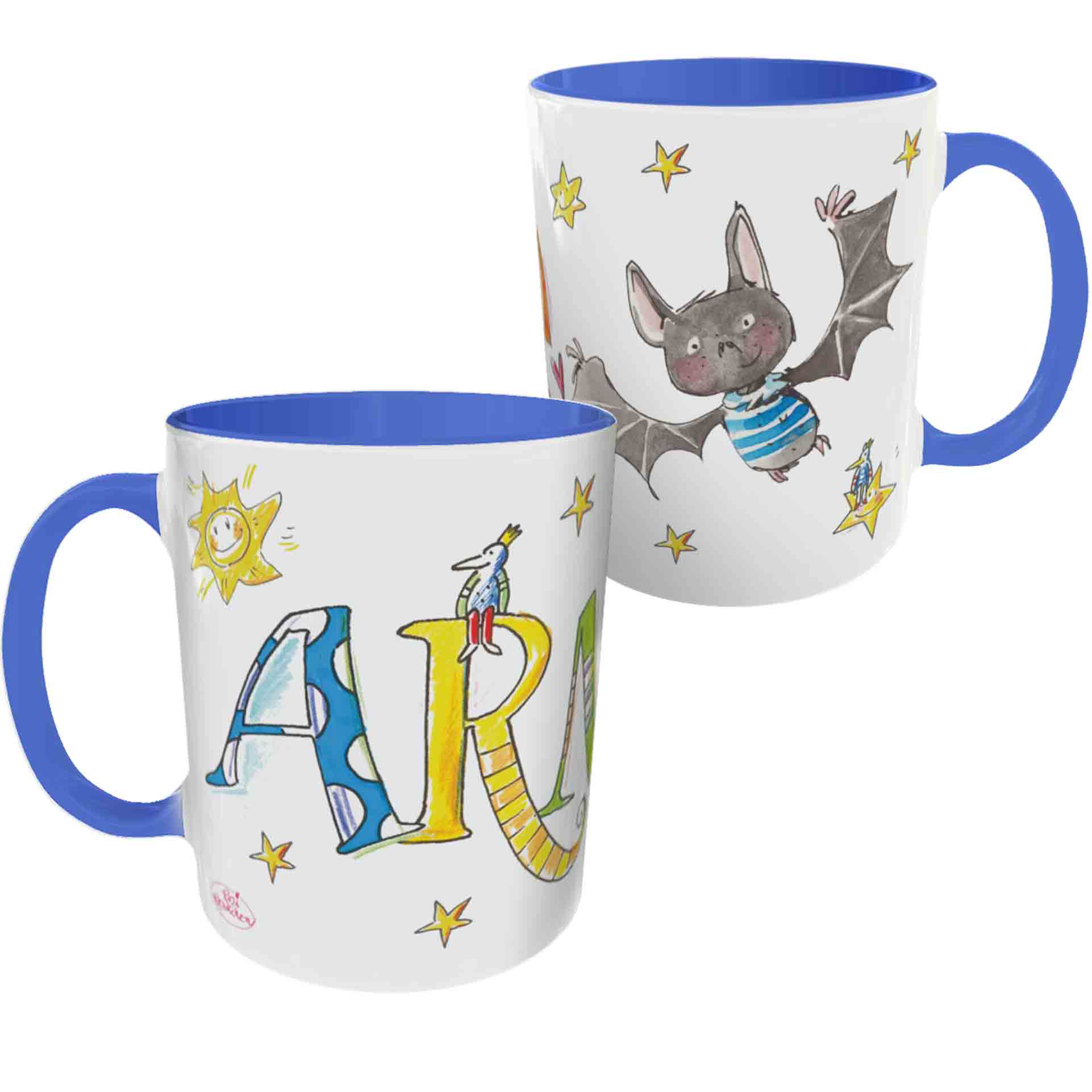 Tasse Fledermaus2, Keramik , Tasse mit Namen, RosiRosinchen