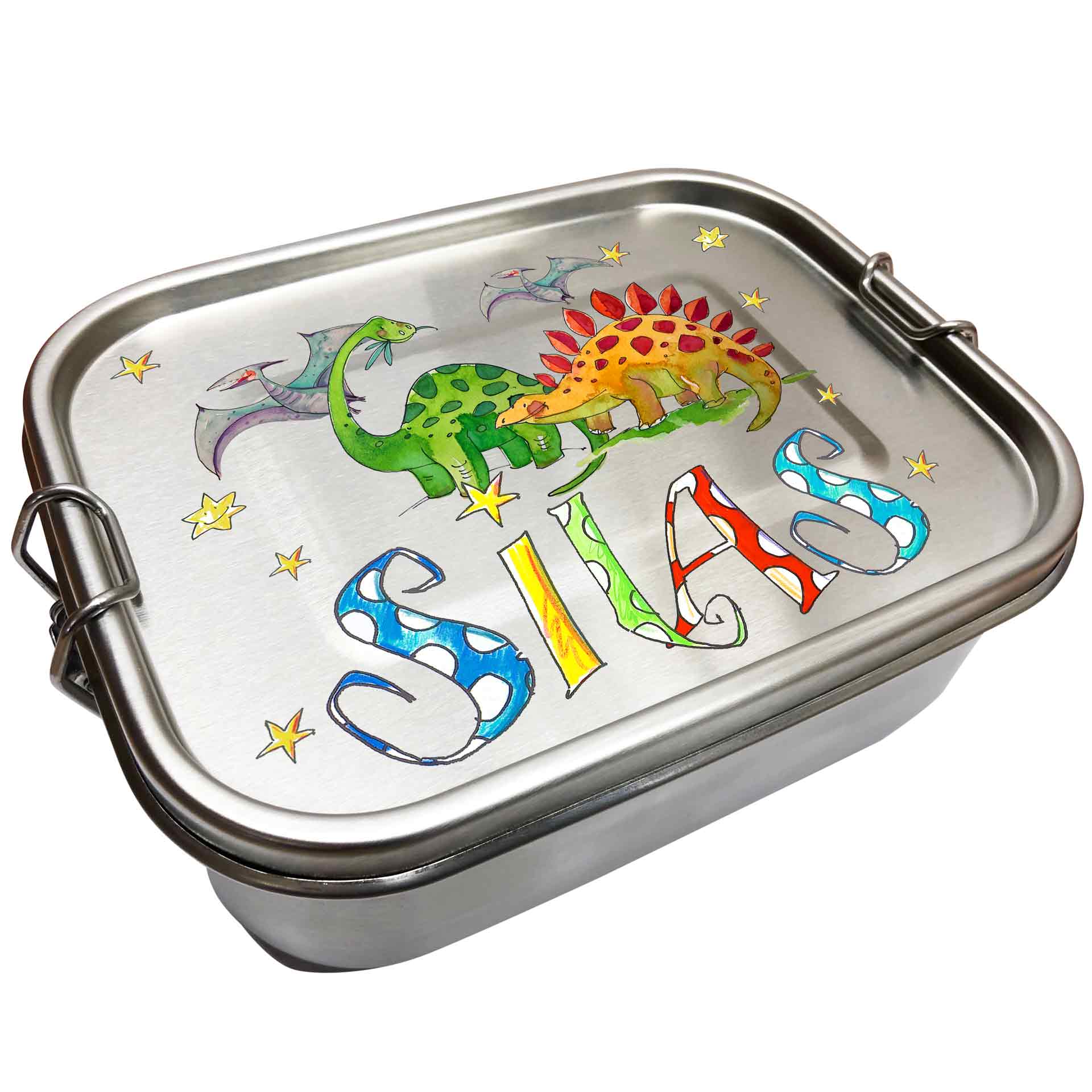 Edelstahl Brotdose - Dino1