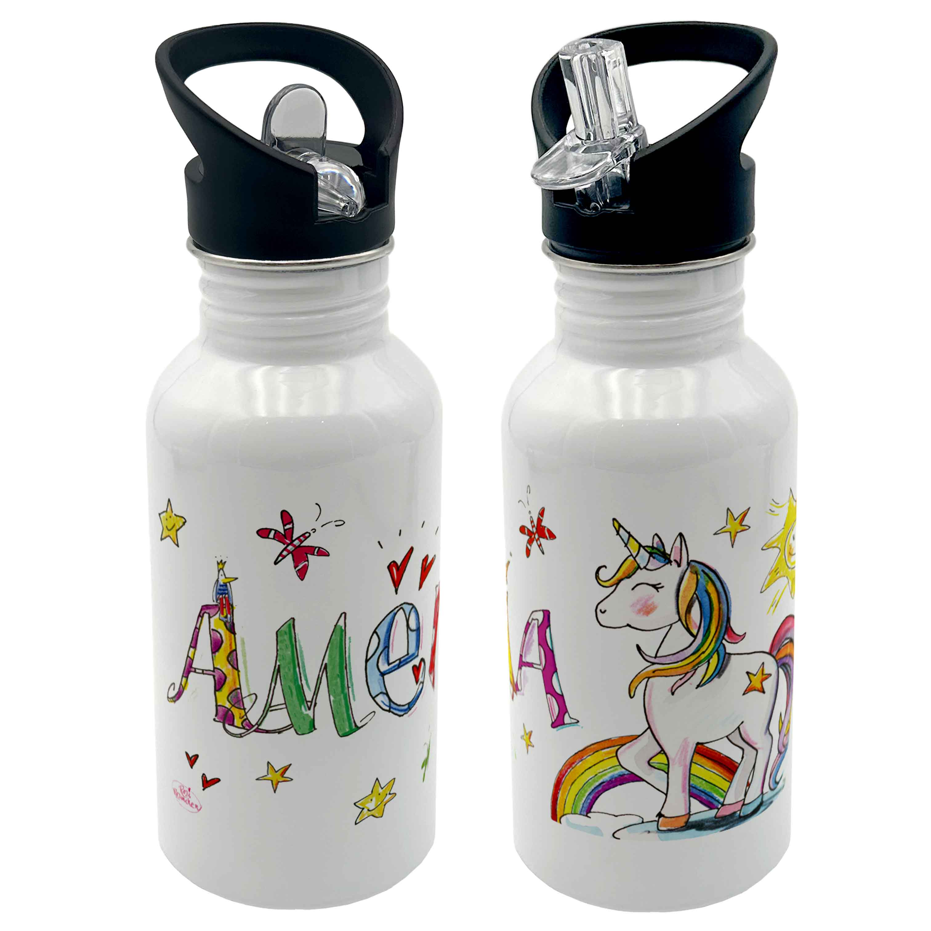 Edelstahl Trinkflasche - Einhorn mit Regenbogen