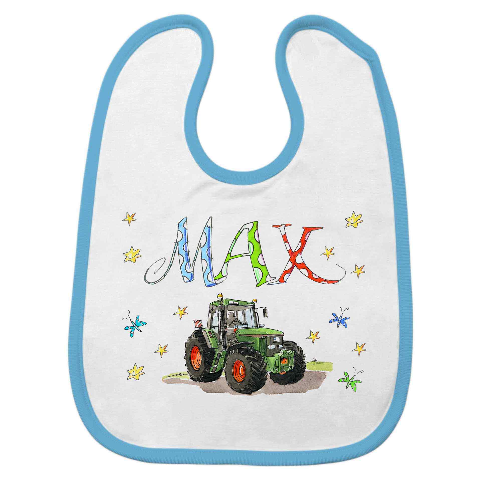 Babylätzchen Trecker grün, rote Felgen