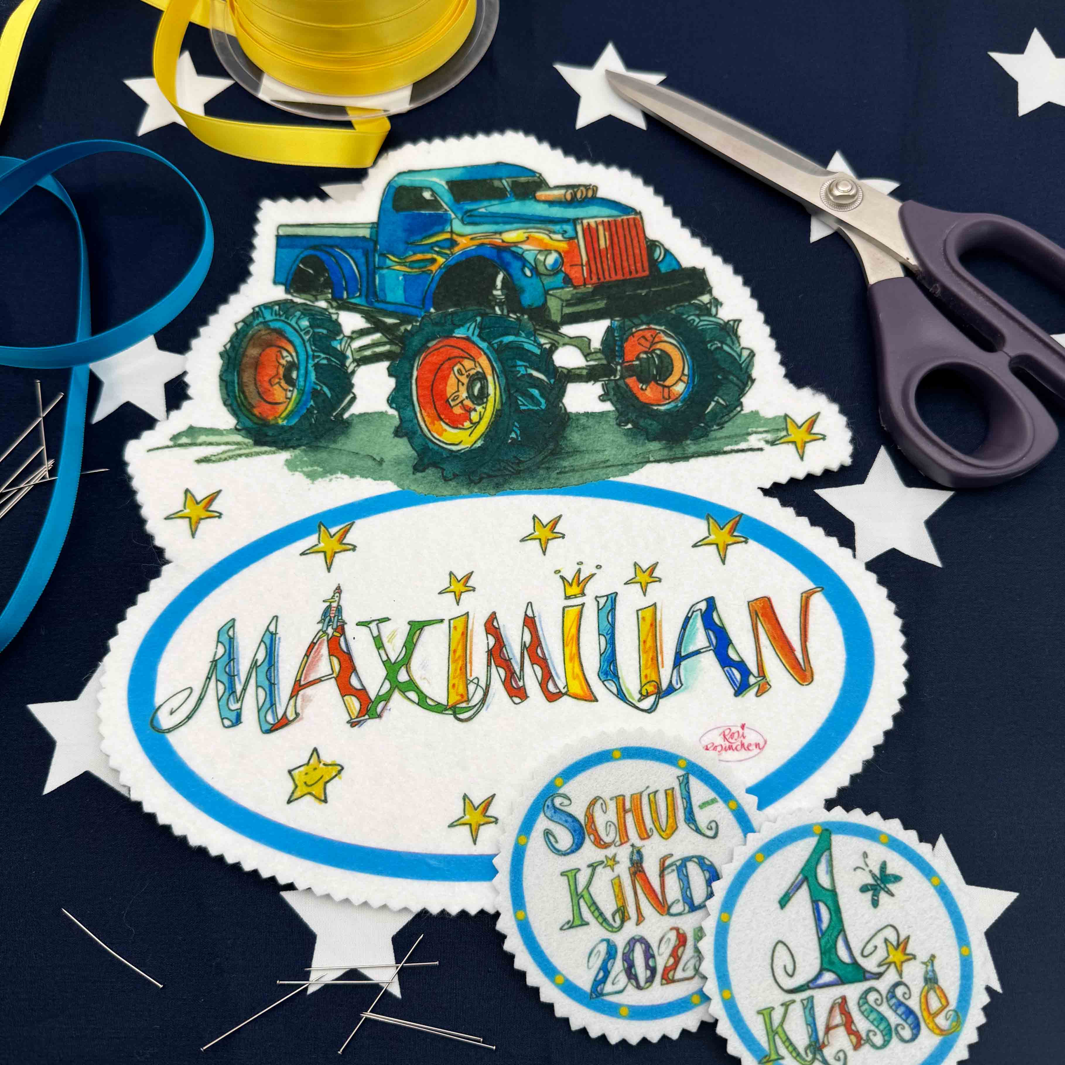 Aufnäher Set Monstertruck, Schultüte