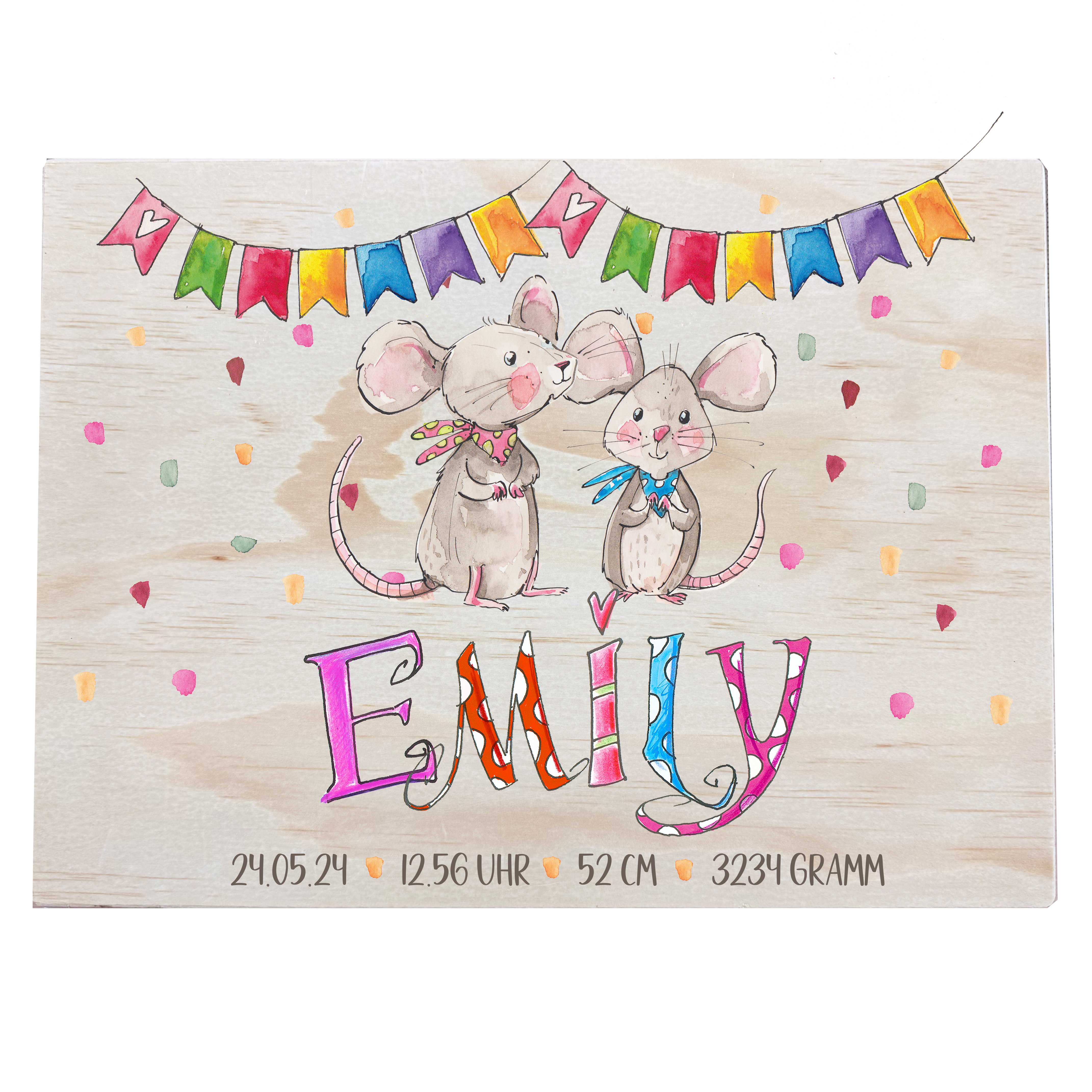 Erinnerungsbox Holz, Geschenk zur Geburt
