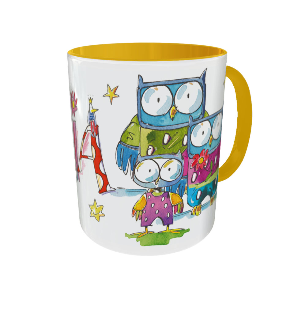 Tasse Eule1, Keramik, Tasse mit Namen, RosiRosinchen