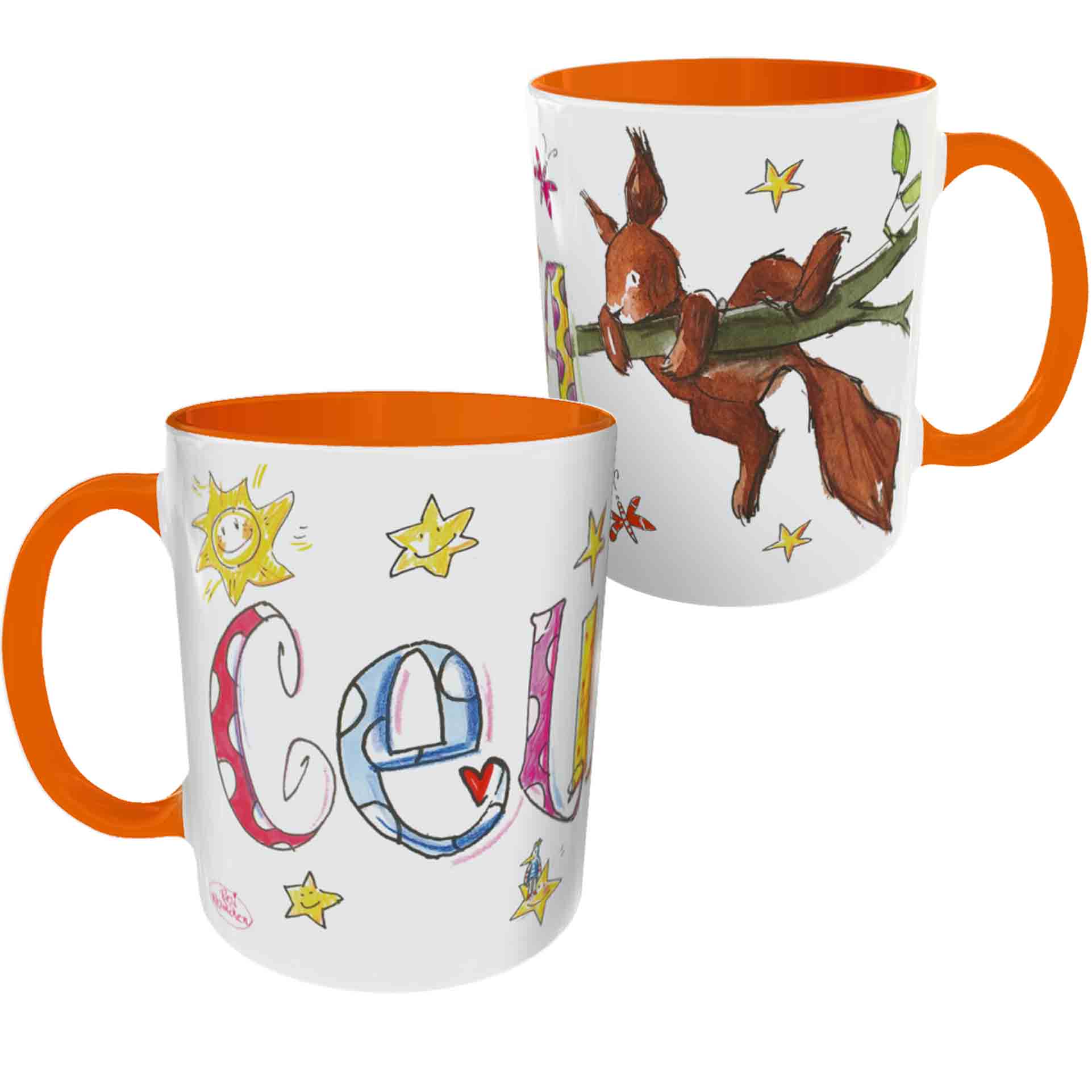 Tasse Eichhörnchen, Keramik , Tasse mit Namen, RosiRosinchen