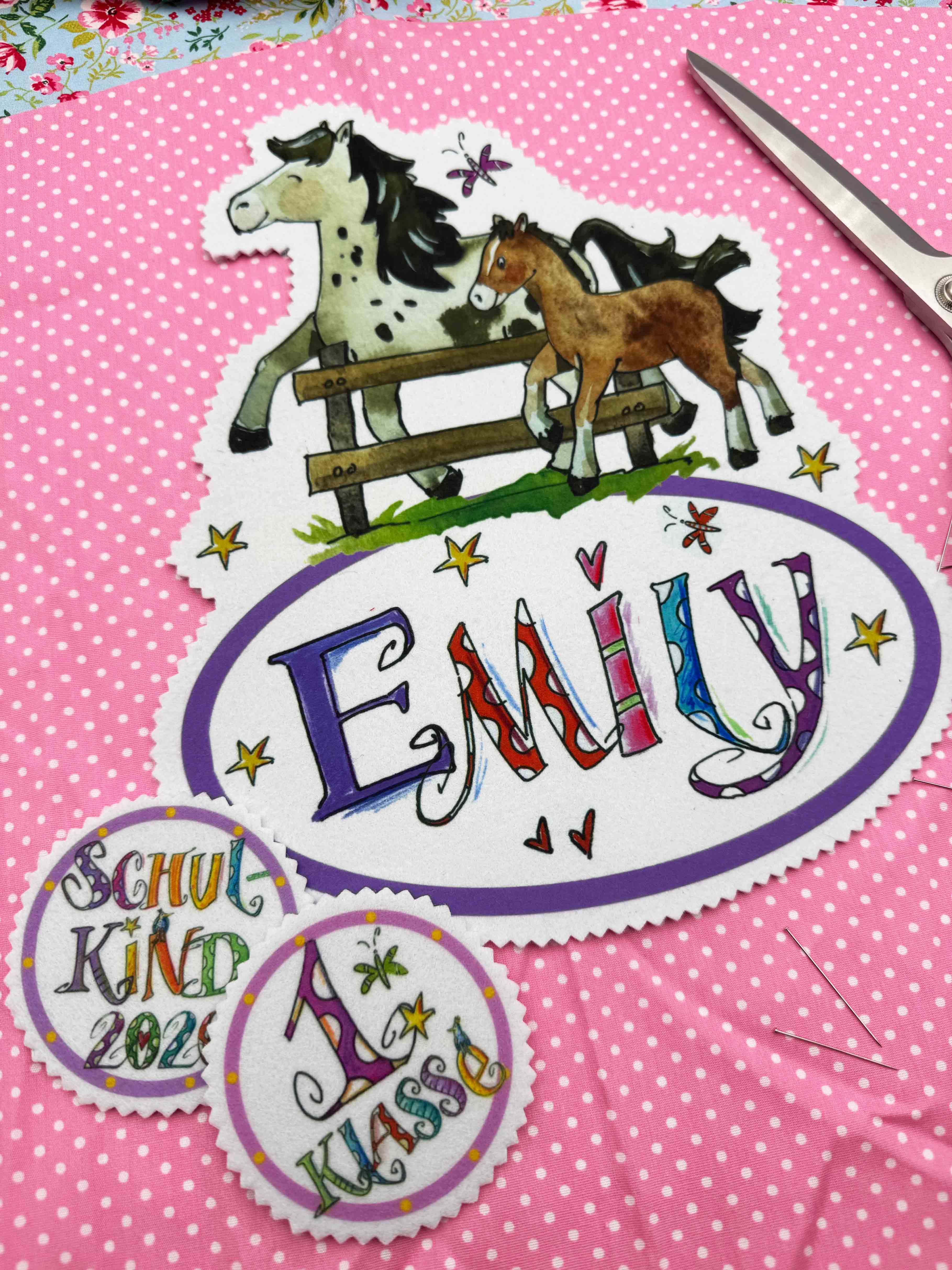 Aufnäher Set Pferde, Schultüte