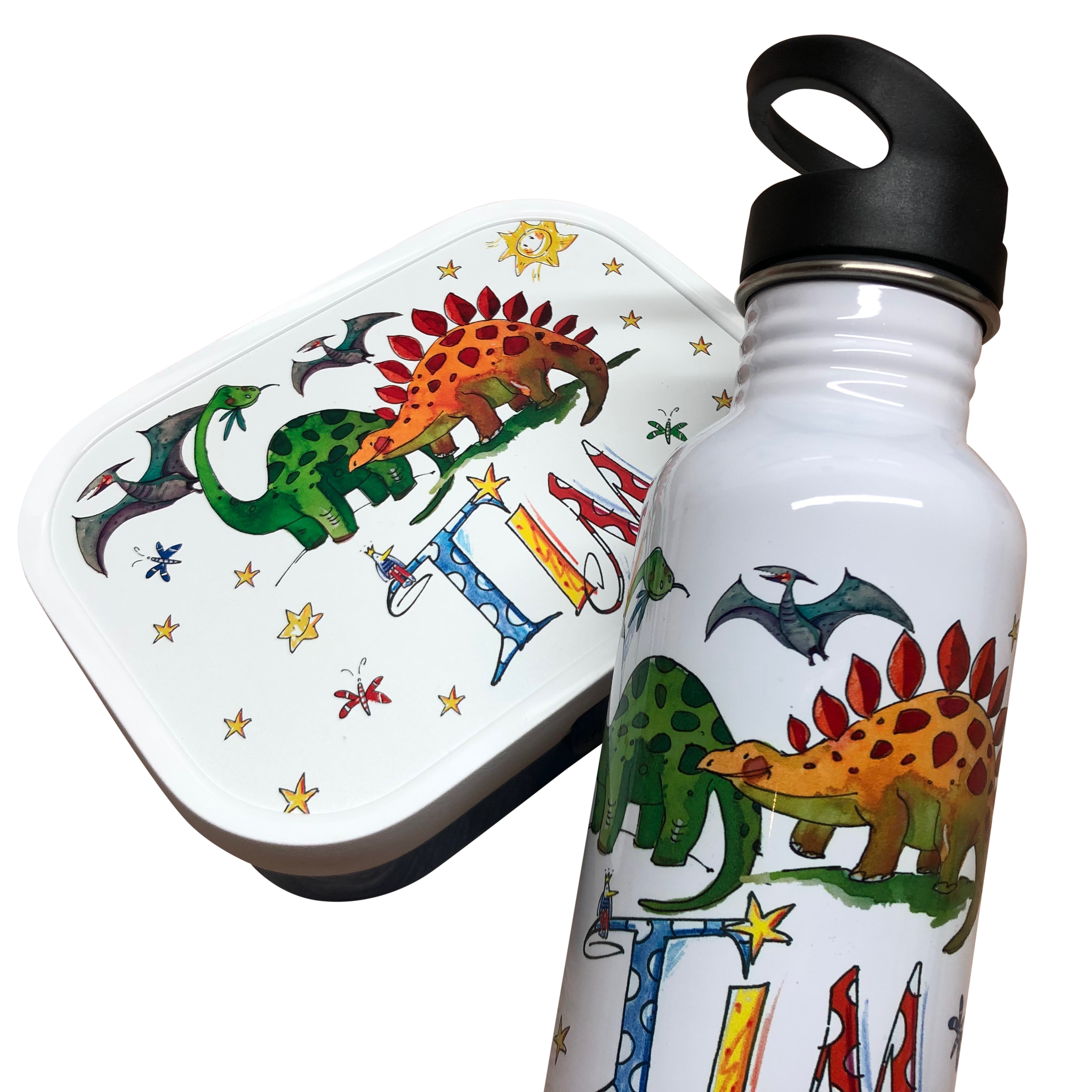 Set Dino1 Brotdose + Edelstahl Trinkflasche 