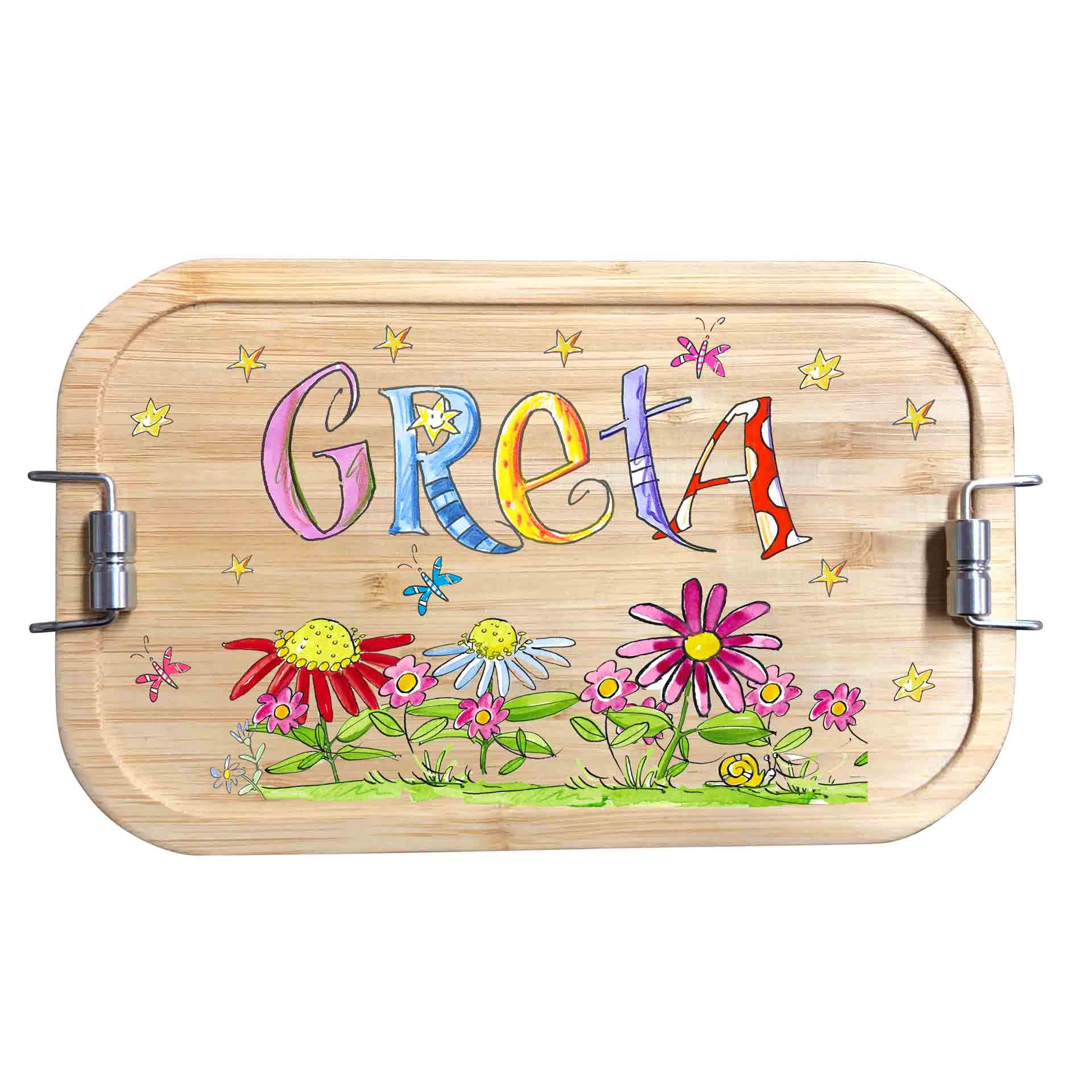 Bambus Brotdose - Blumen