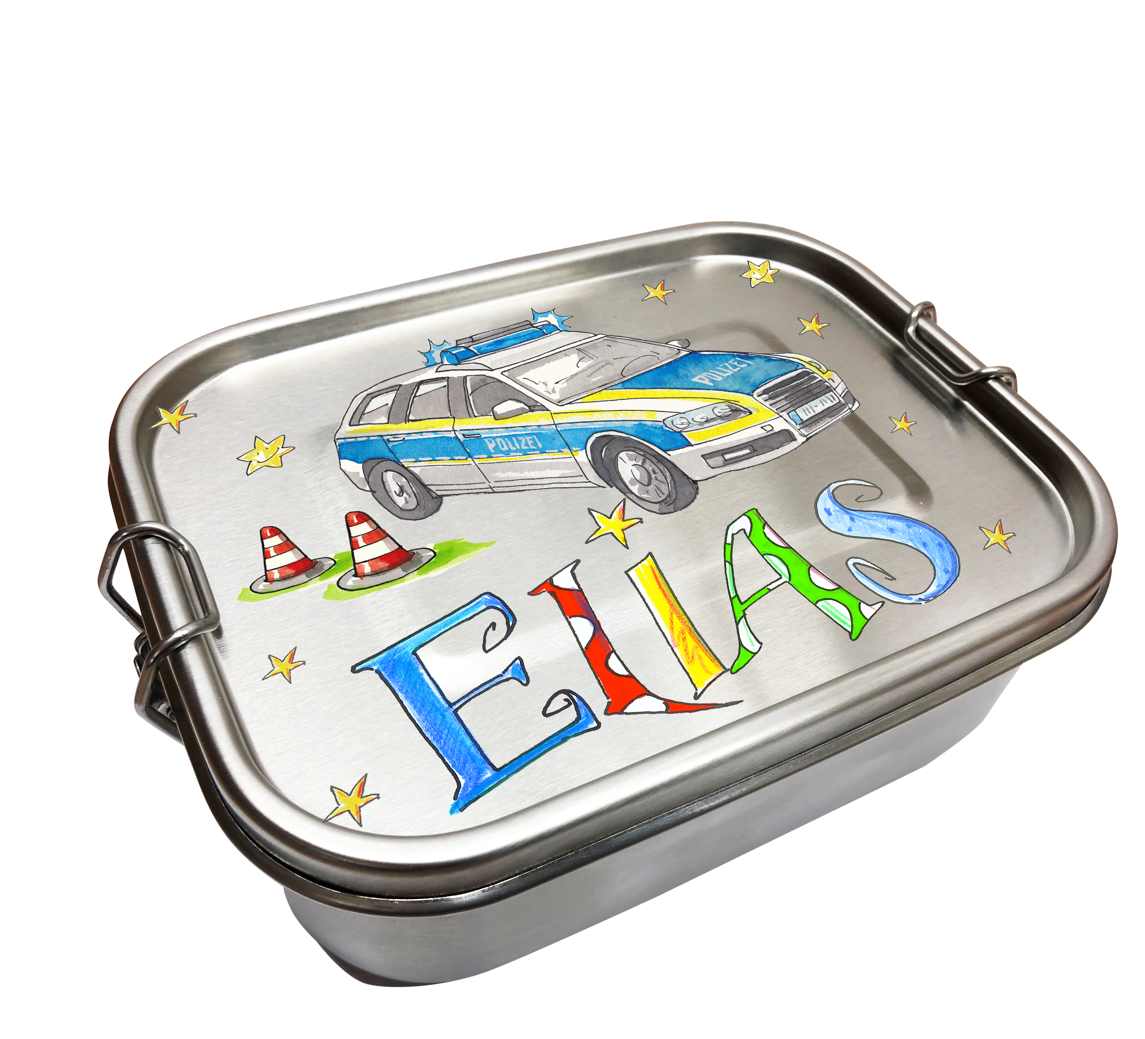 Edelstahl Brotdose - Polizei