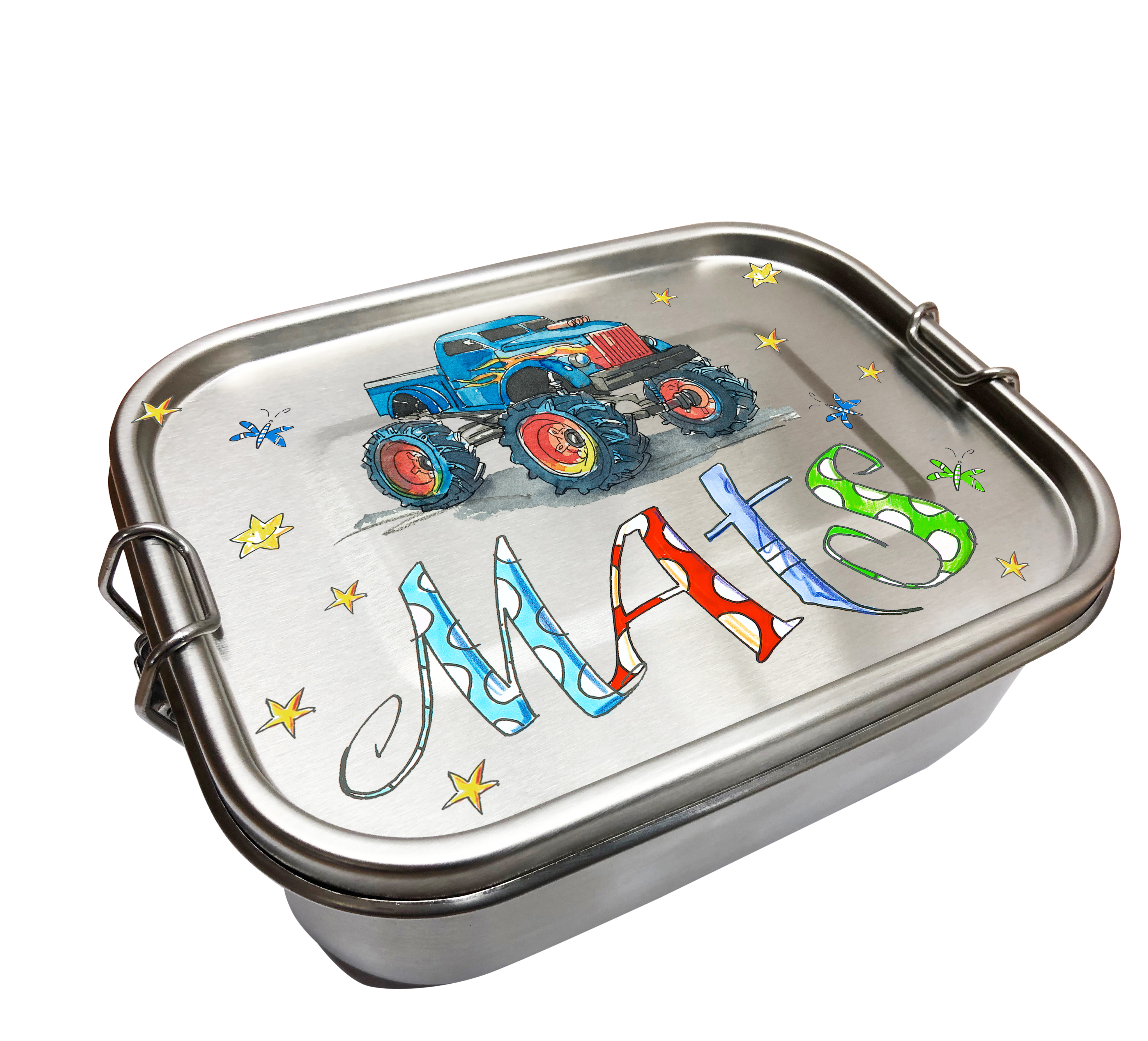 Edelstahl Brotdose - Monstertruck