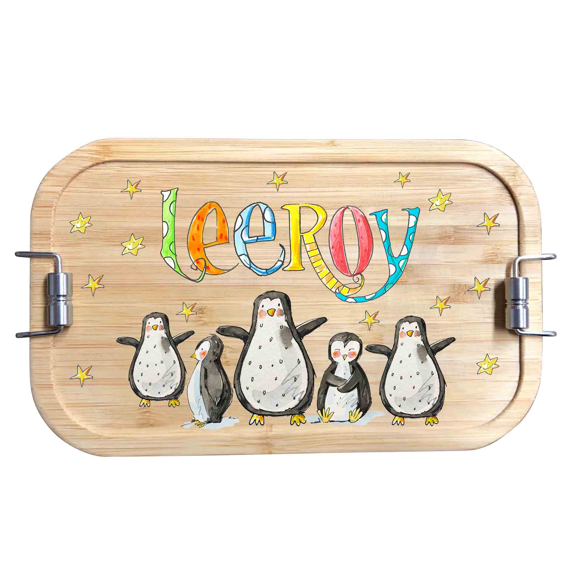 Bambus Brotdose - Pinguine