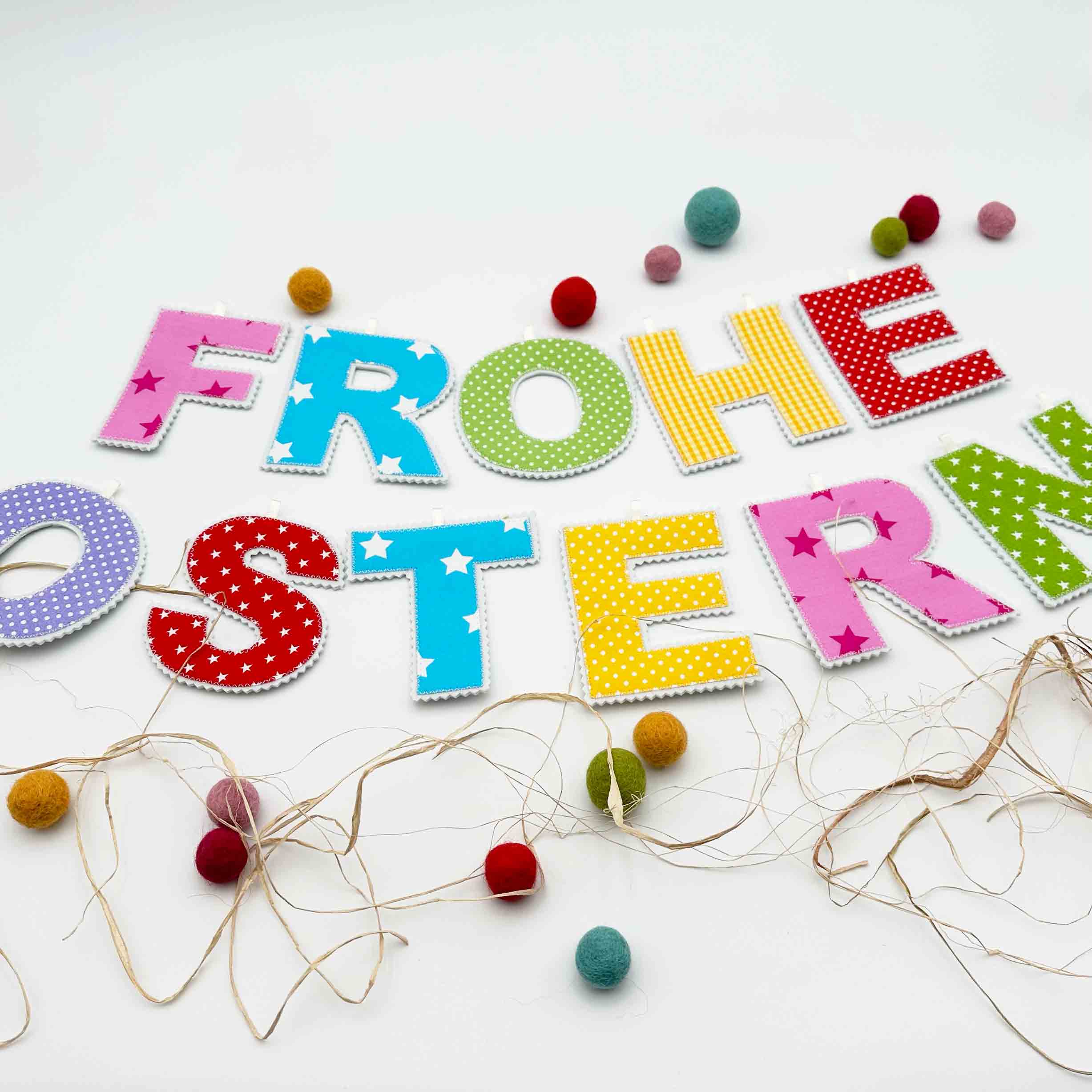 Girlande Frohe Ostern, Buchstaben Girlande