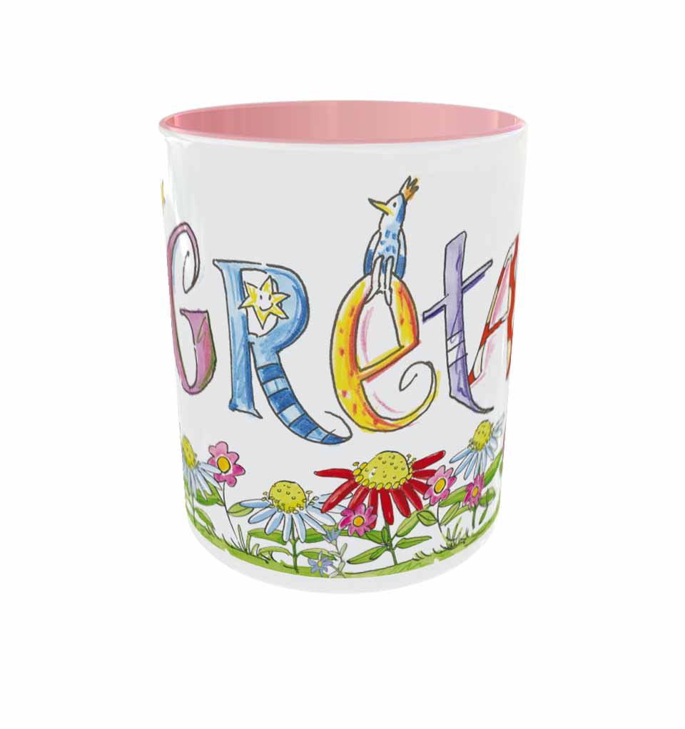 Tasse Blumenwiese, Keramik, Tasse mit Namen, RosiRosinchen