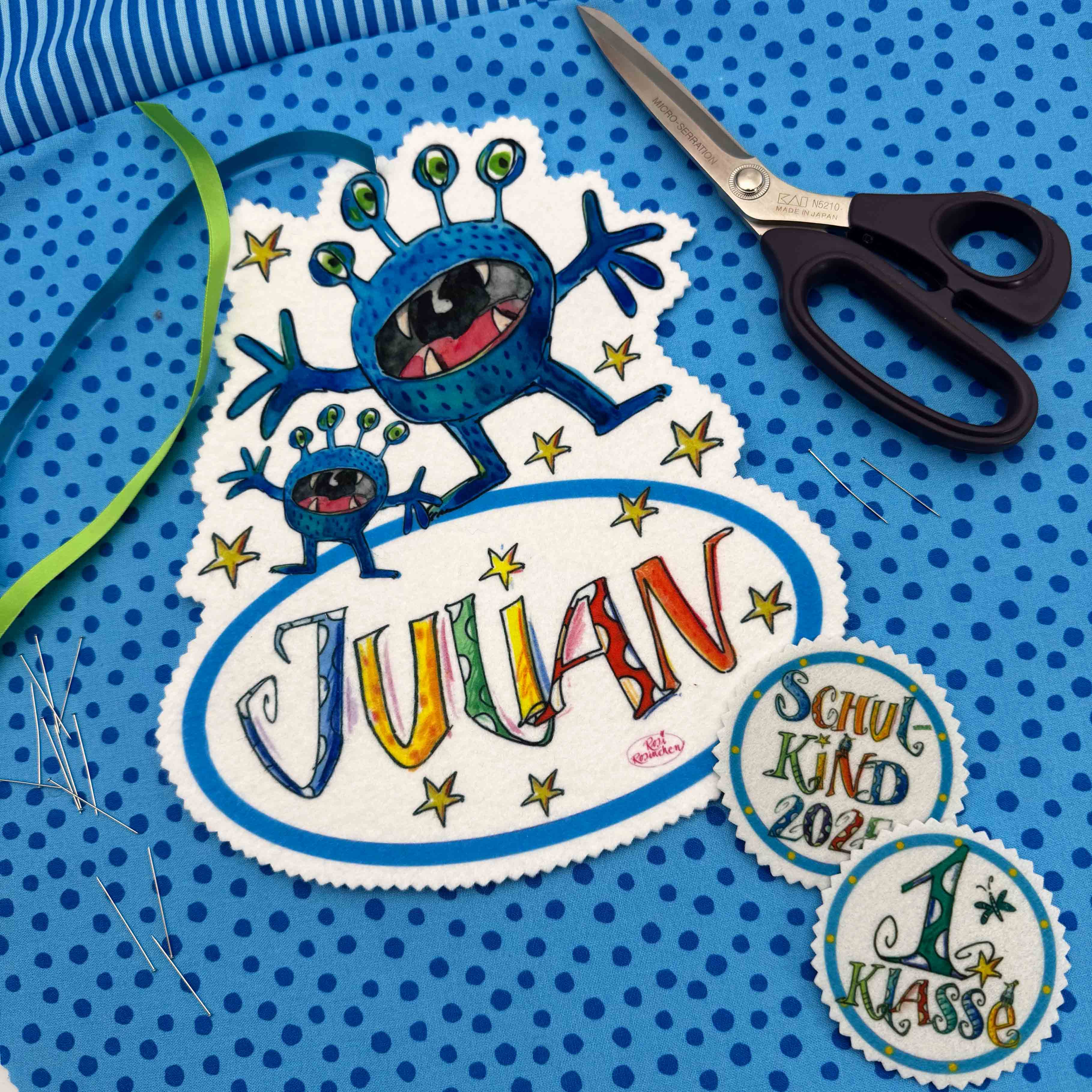 Aufnäher Set Monster 2, Schultüte