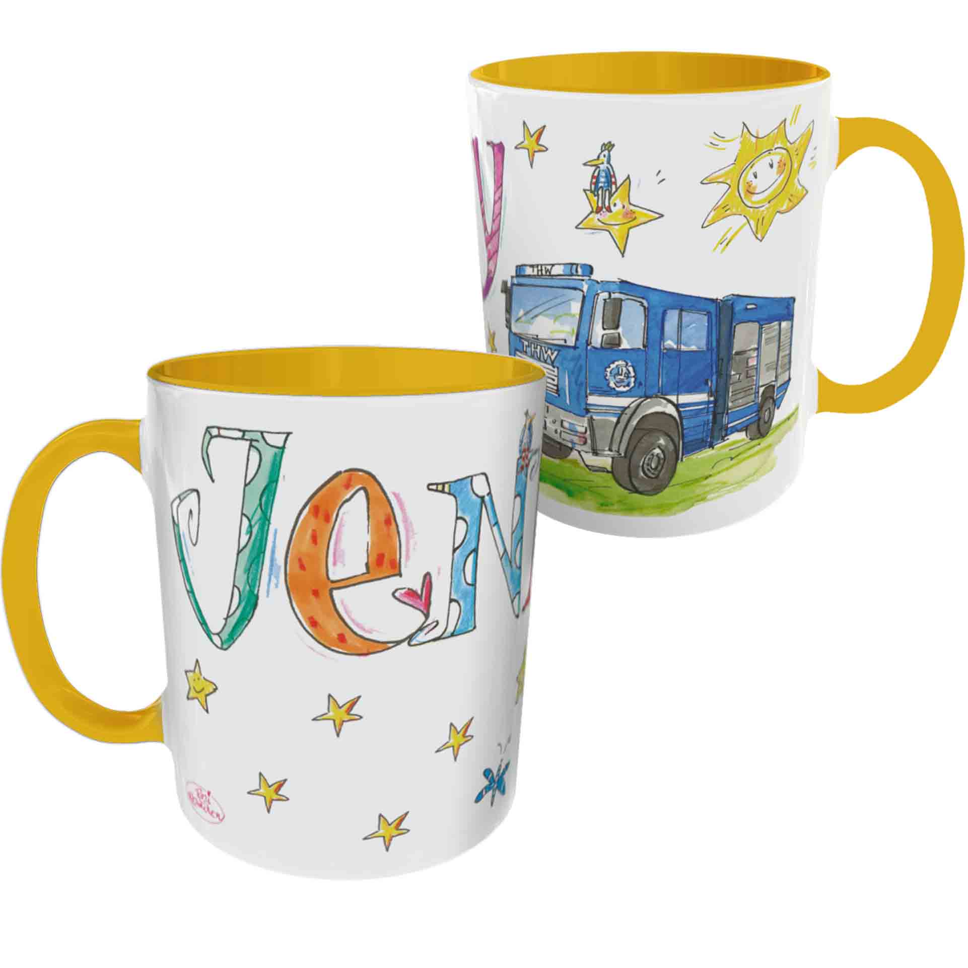 Tasse THW Auto Gelb