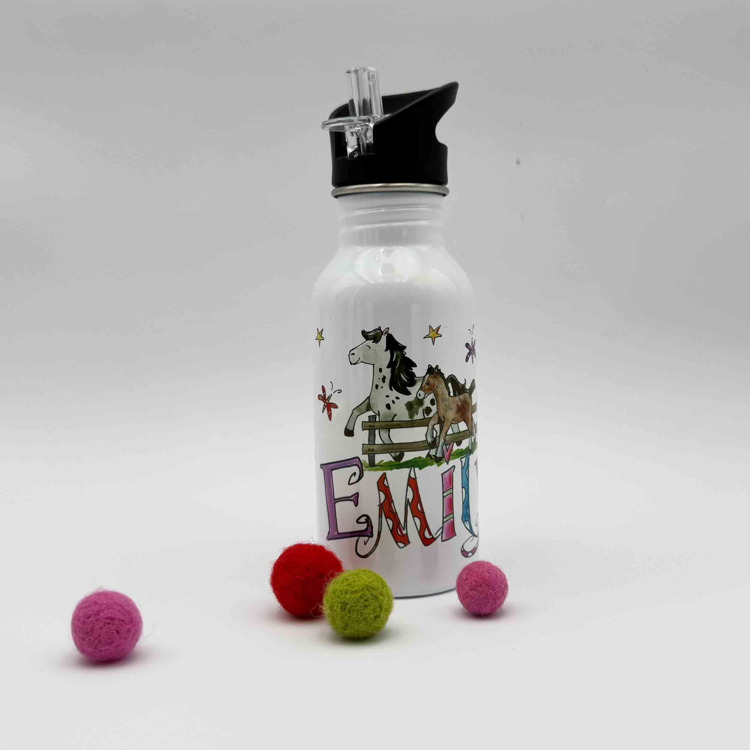 Trinkflasche Edelstahl Pferde