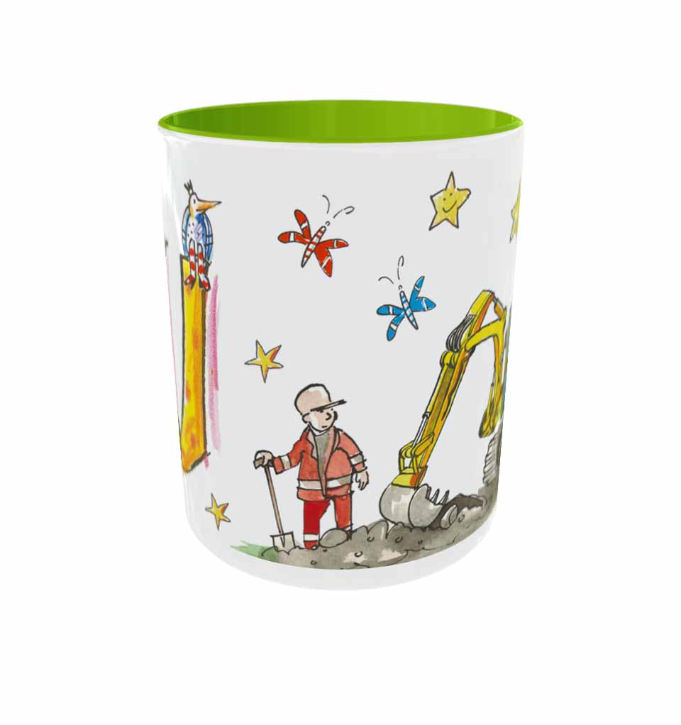 Tasse Bagger mit Mann, Keramik, Tasse mit Namen, RosiRosinchen Kopie