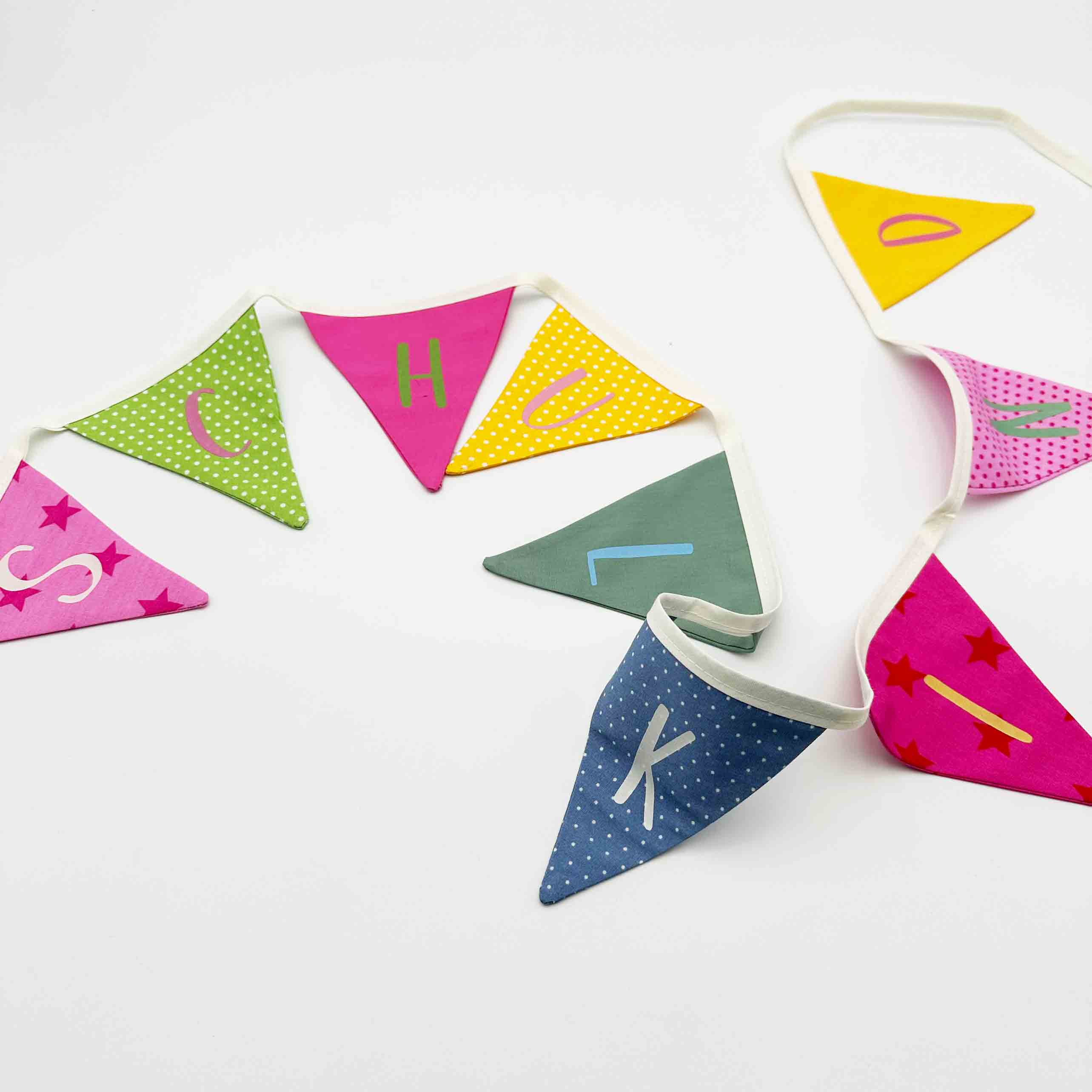 Girlande Schulkind, Stoff bunt