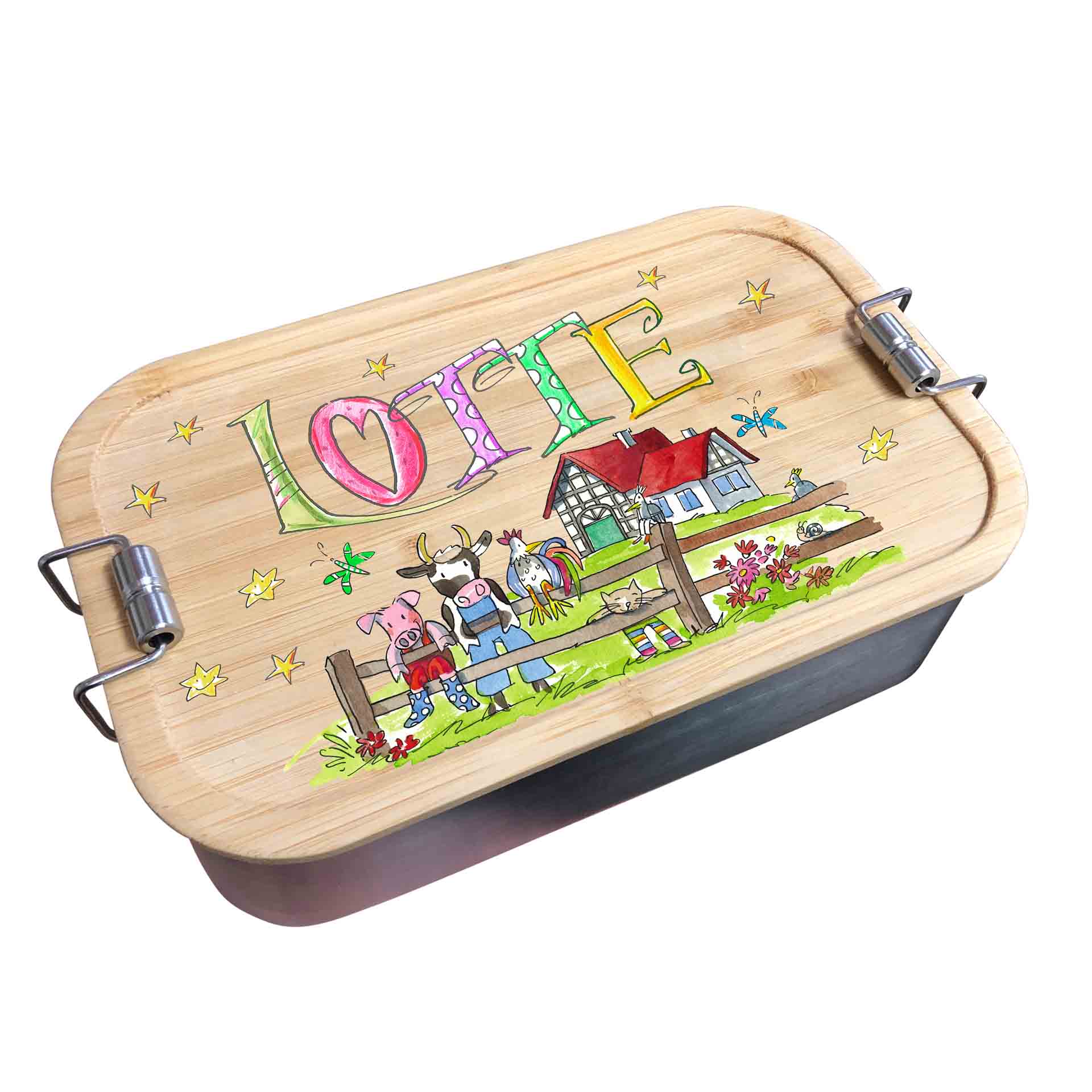 Bambus Brotdose - Bauernhof